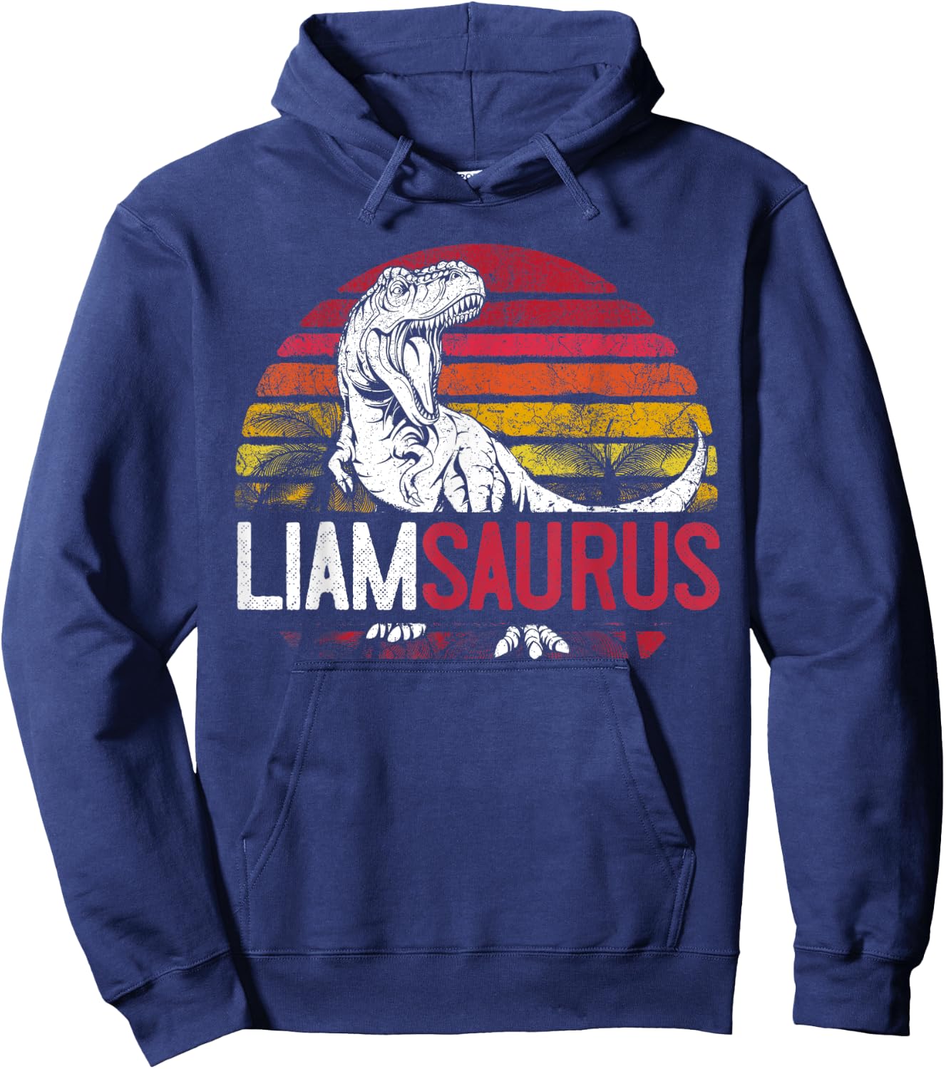 Liam Saurus Funny Personalized Dinosaur T Rex Name Boys Gift Hoodie - Hoodie | Navy