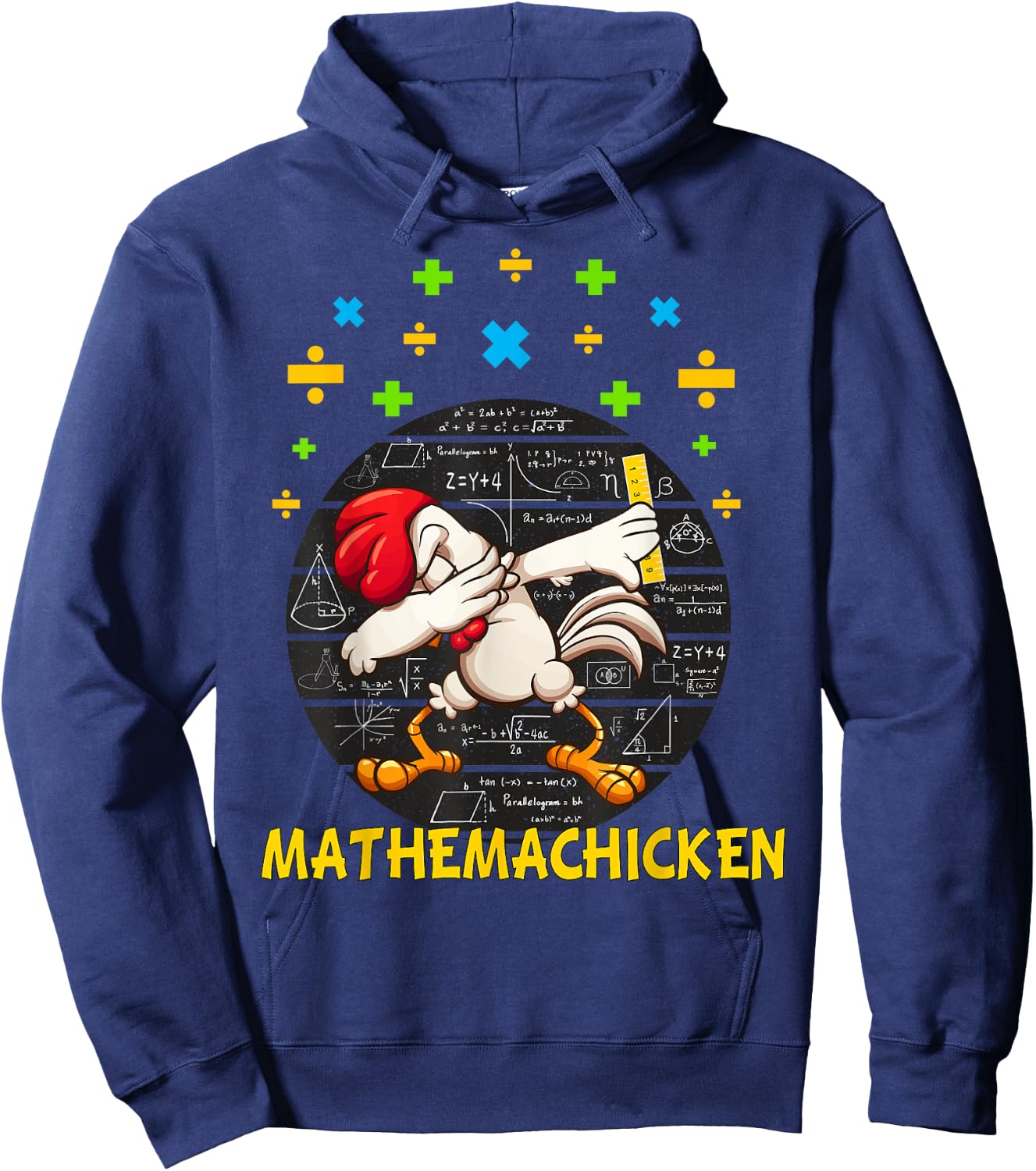 Mathemachicken rooster dabbing Funny for Math Lovers Hoodie - Hoodie | Navy