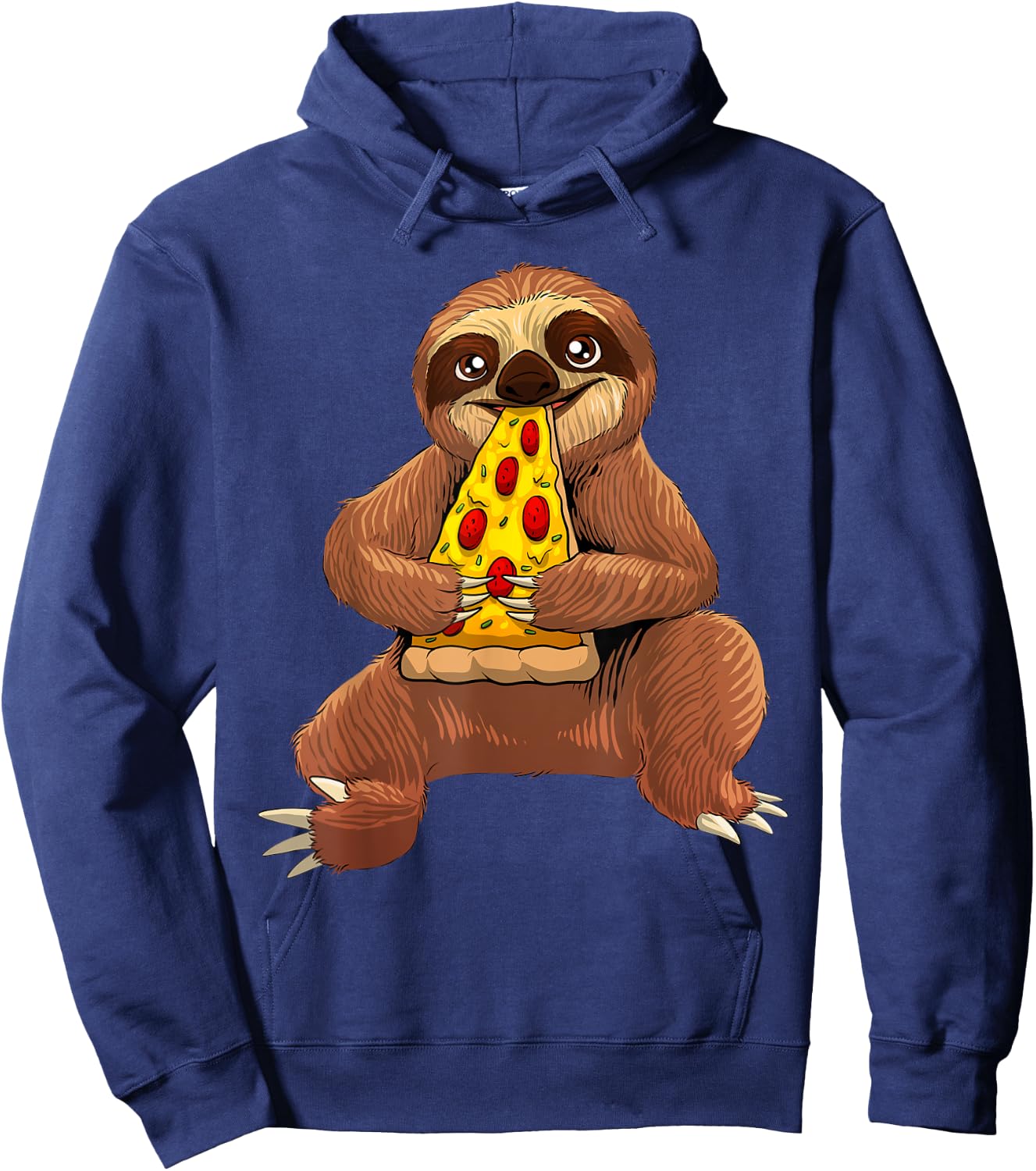 Funny Sloth Pizza Design Women Pepperoni Pizza Lover Hoodie - Hoodie | Navy