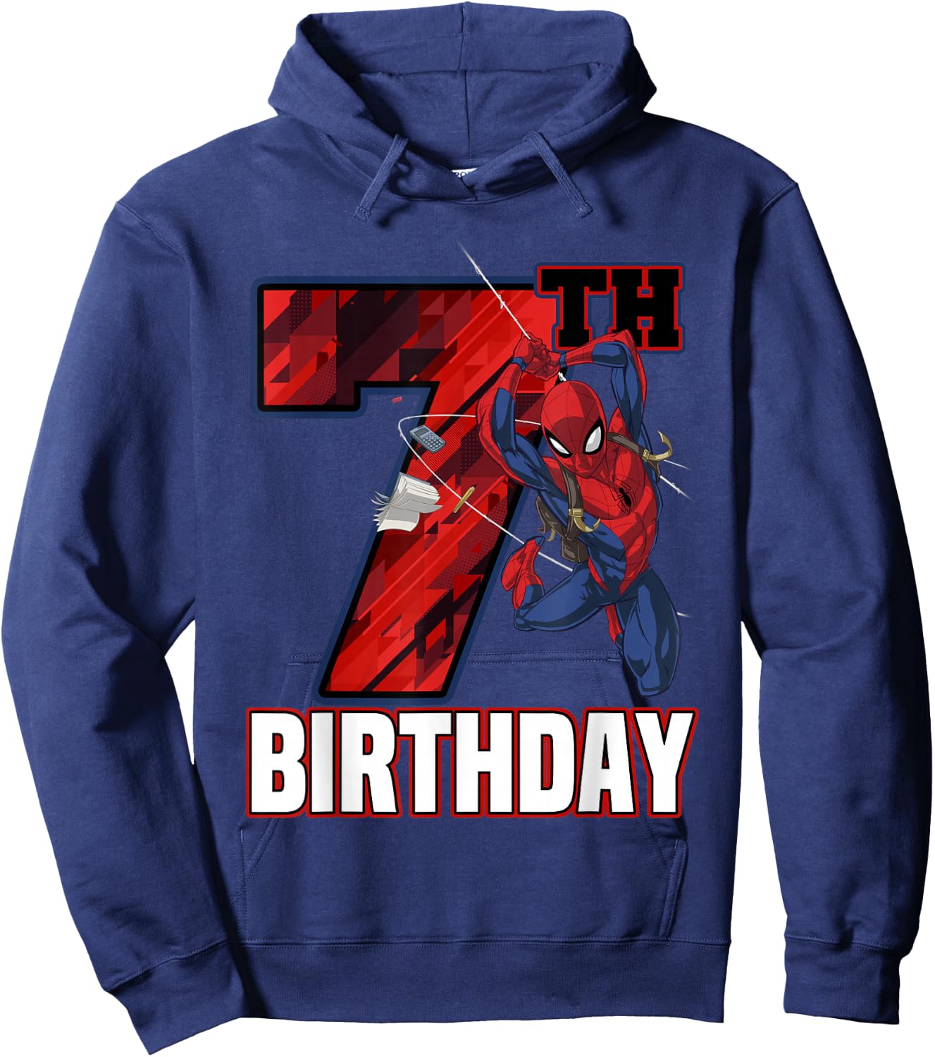 Marvel Spider-Man Web Swing 7th Birthday Hoodie - Hoodie | Navy