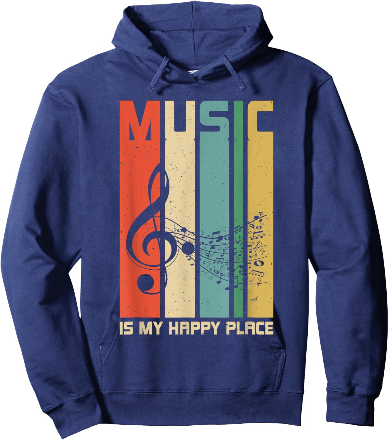 Music is My Happy Place Gift Musician Lover Artist Singer Hoodie - Hoodie | Navy