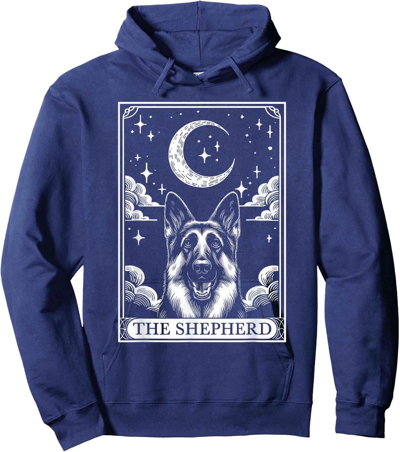 Tarot Card Vintage Crescent Moon German Shepherd Dog Mom Hoodie - Hoodie | Navy