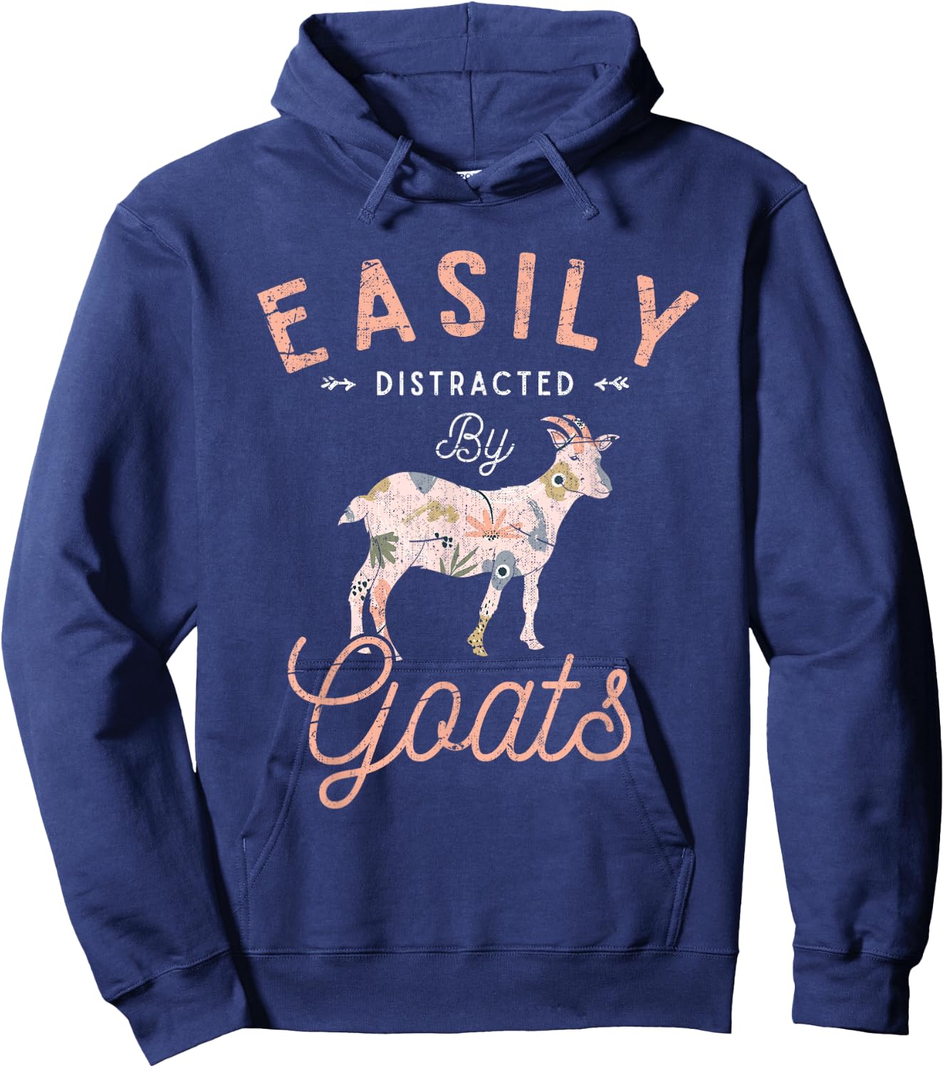 Slightly Distracted by Goats Farm Animal Vintage Goat Hoodie - Hoodie | Navy