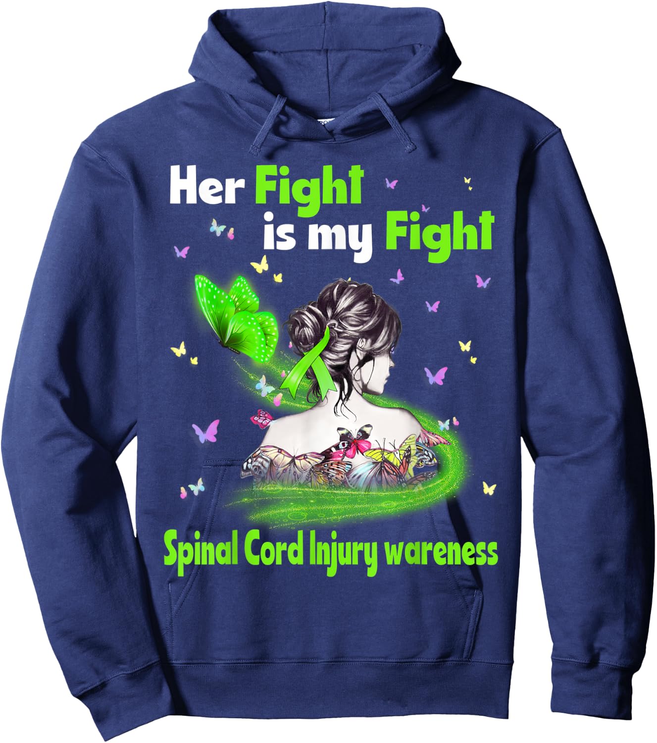 Her Fight Is My Fight Spinal Cord Injury Awareness Hoodie - Hoodie | Navy