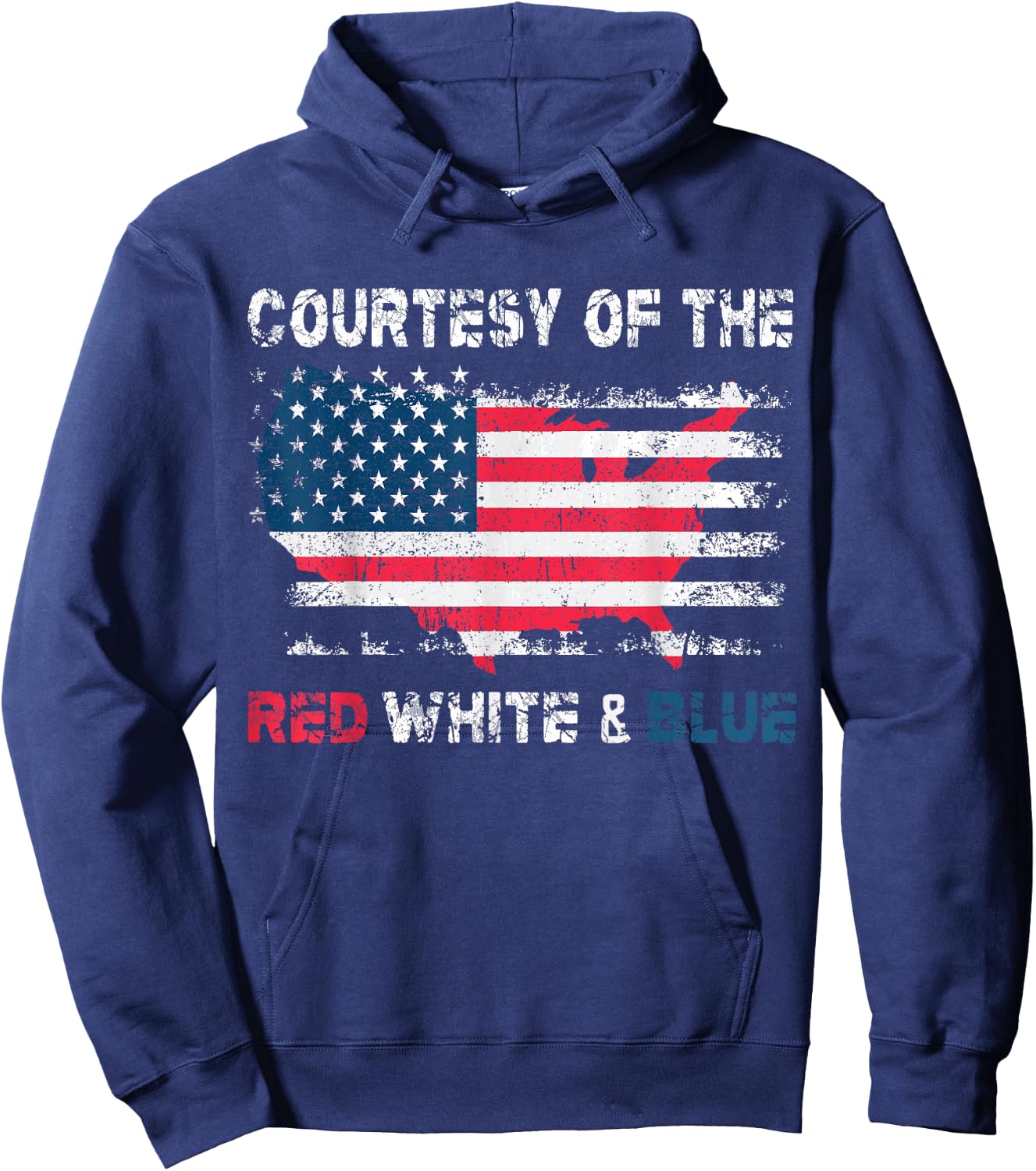 Courtesy of The Red White and Blue Vintage America US Flag Hoodie - Hoodie | Navy