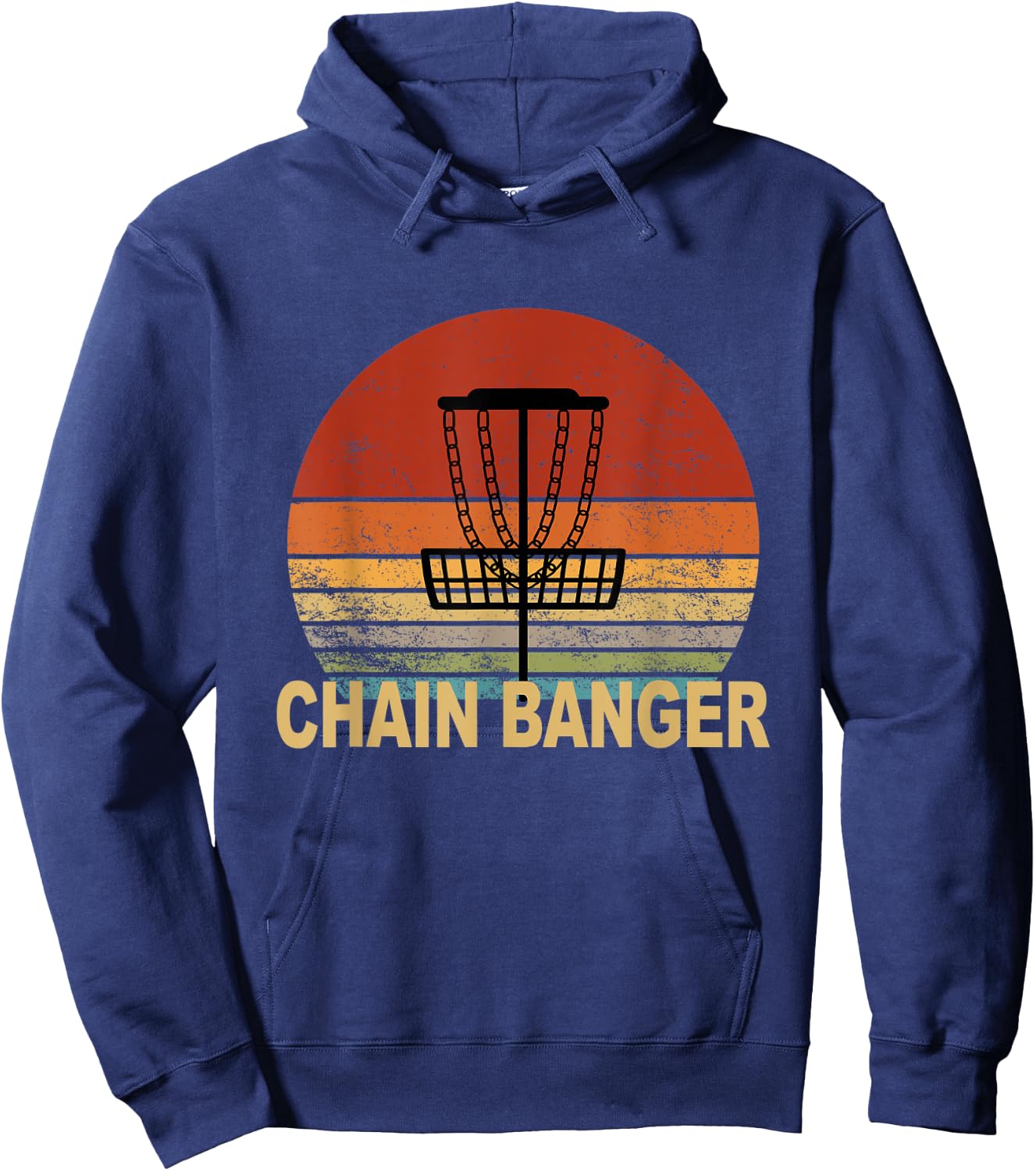 Vintage Disc Golf Dad Funny Chain Banger Basket Hoodie - Hoodie | Navy