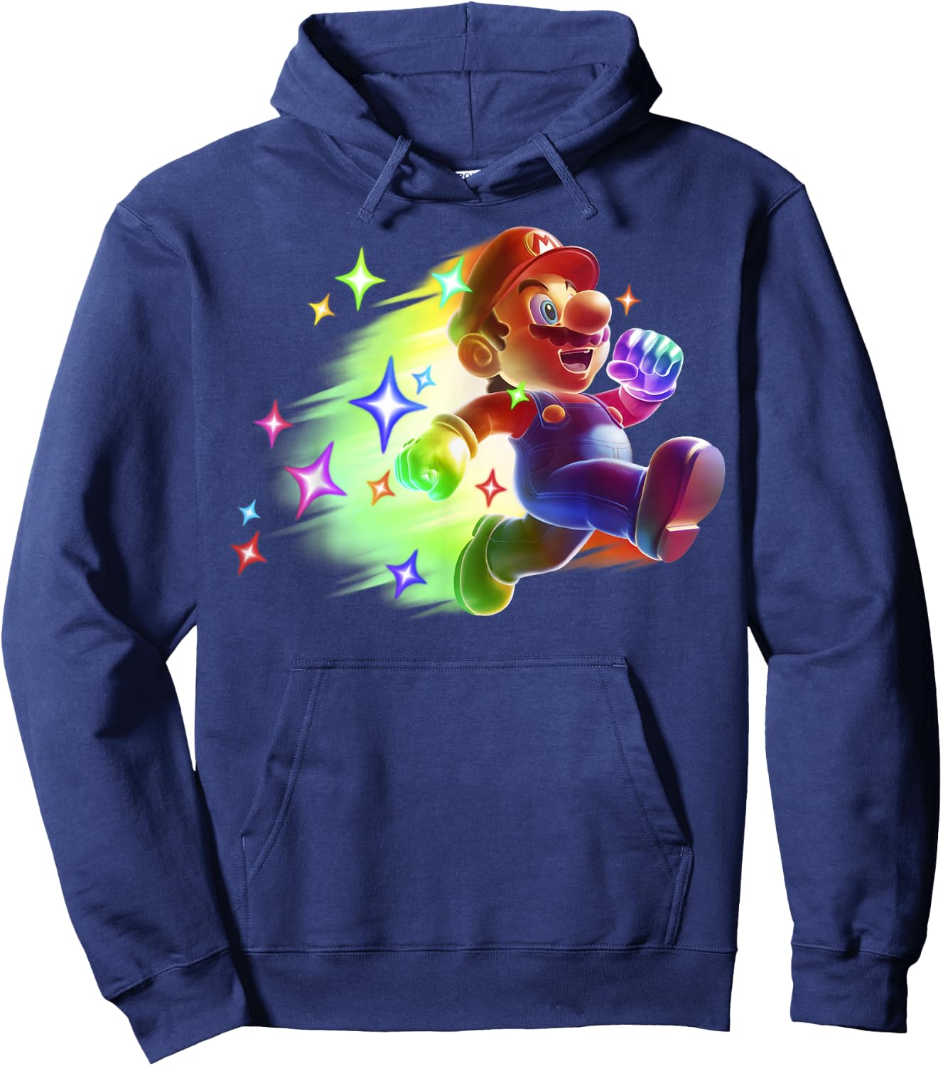 Super Mario Bros Deluxe Rainbow Run Mario Nintendo Portrait Hoodie - Hoodie | Navy