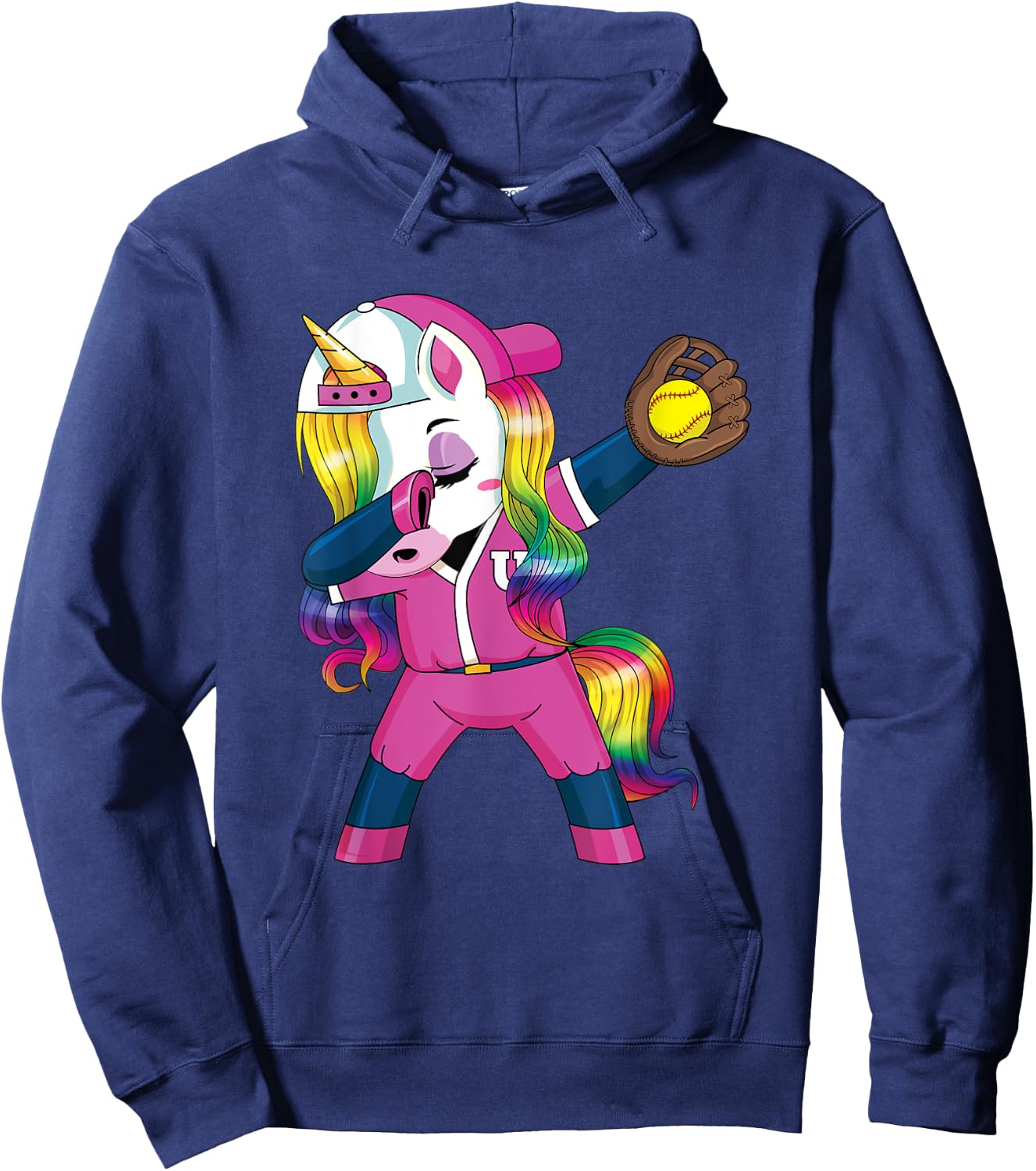 Dabbing Unicorn Softball Gift Girls Women Hoodie - Hoodie | Navy