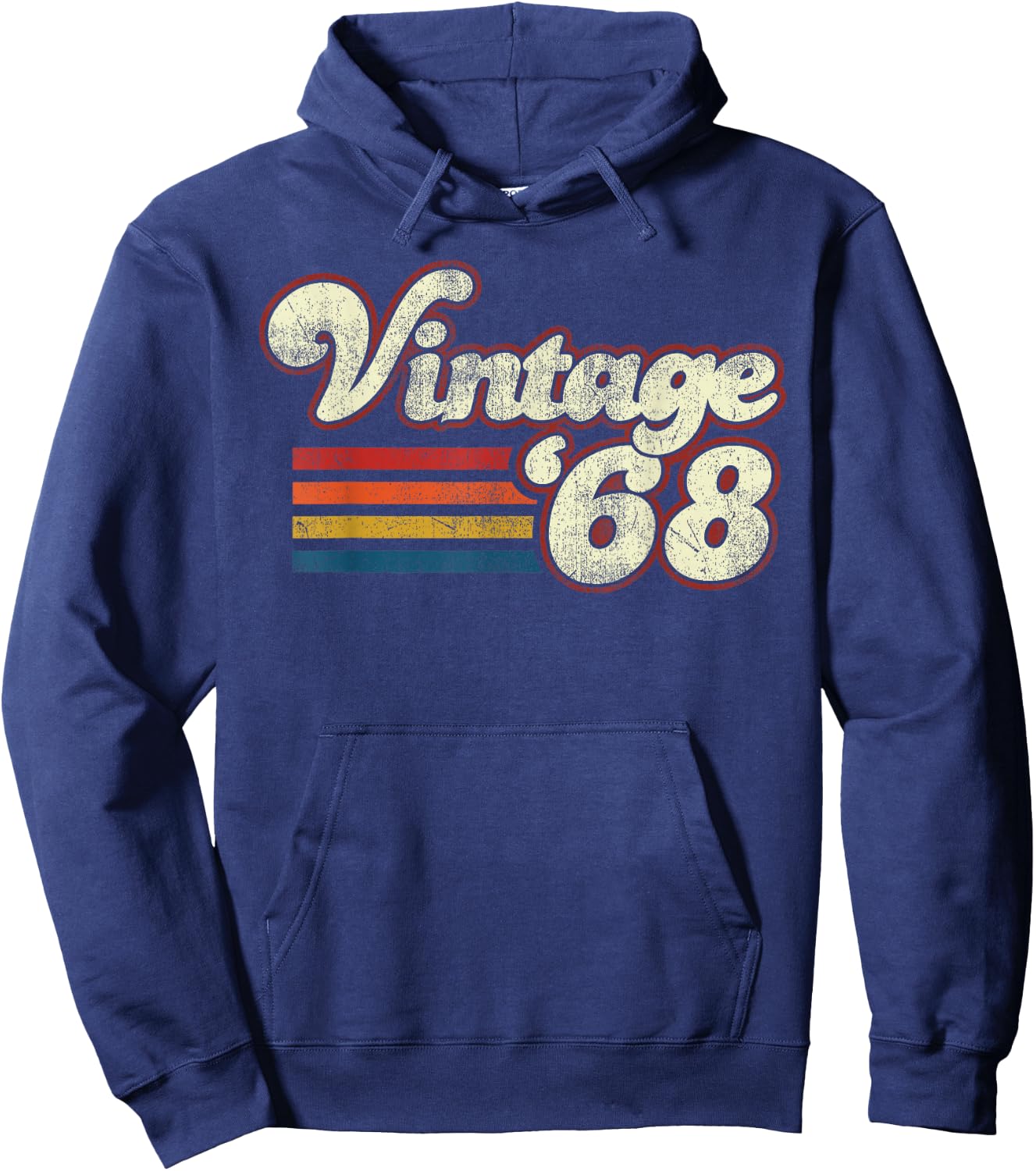 Vintage Retro Birthday 1968 55 Birthday Black Adult Classic Fit Short Sleeve Hoodie - Hoodie | Navy