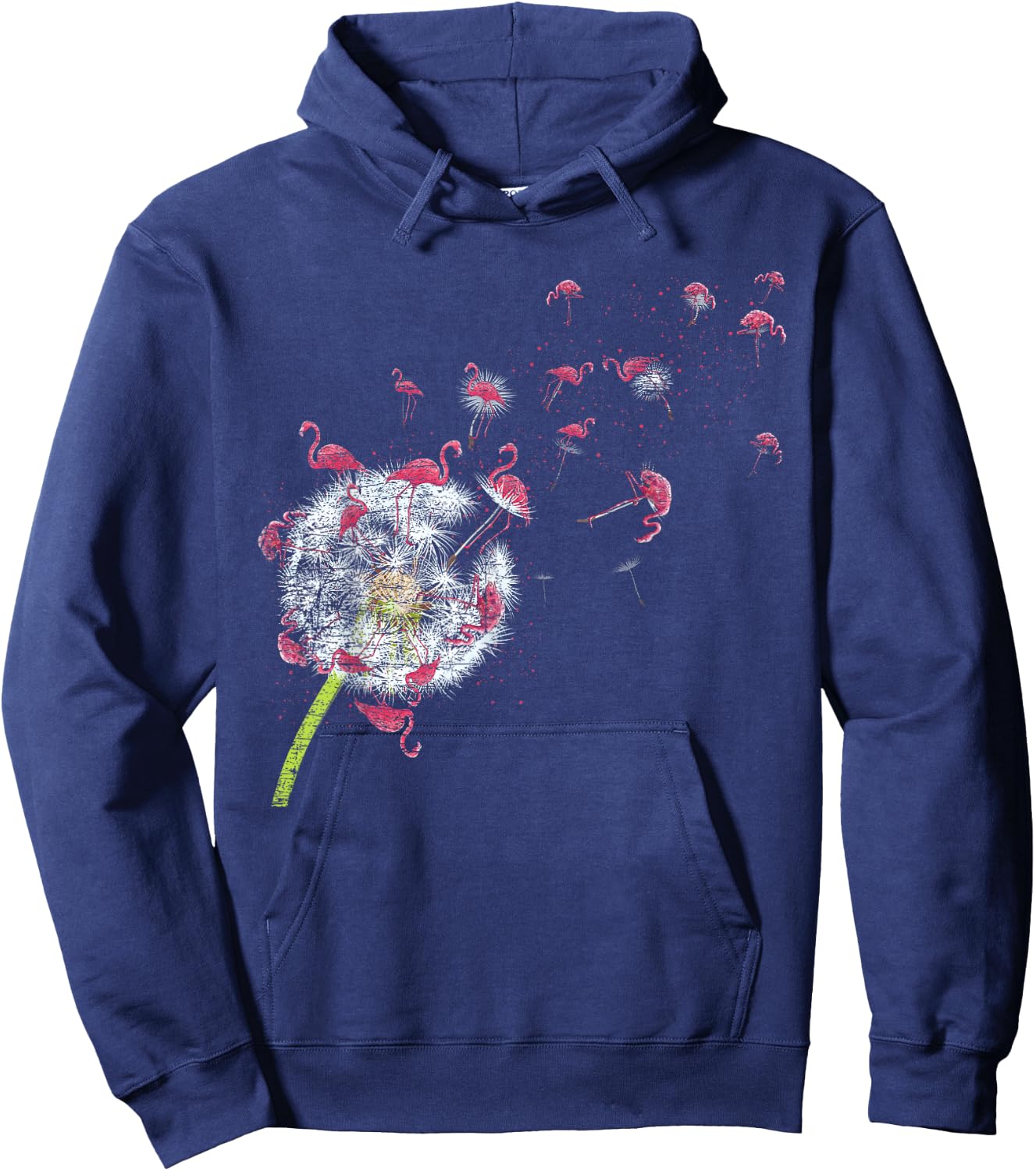 Bird Dandelion Tropical Animal Exotic Floral Pink Flamingo Hoodie - Hoodie | Navy