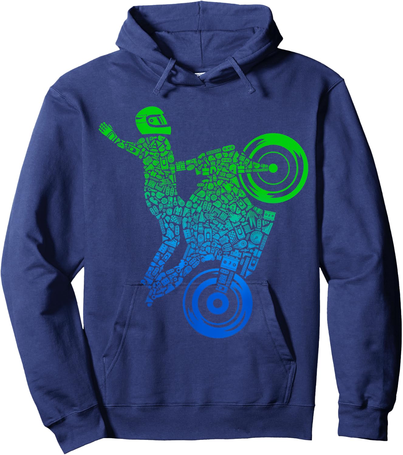 Sportbike Motorcycle Rider Stunt Sports Bike Motorcycle Hoodie - Hoodie | Navy