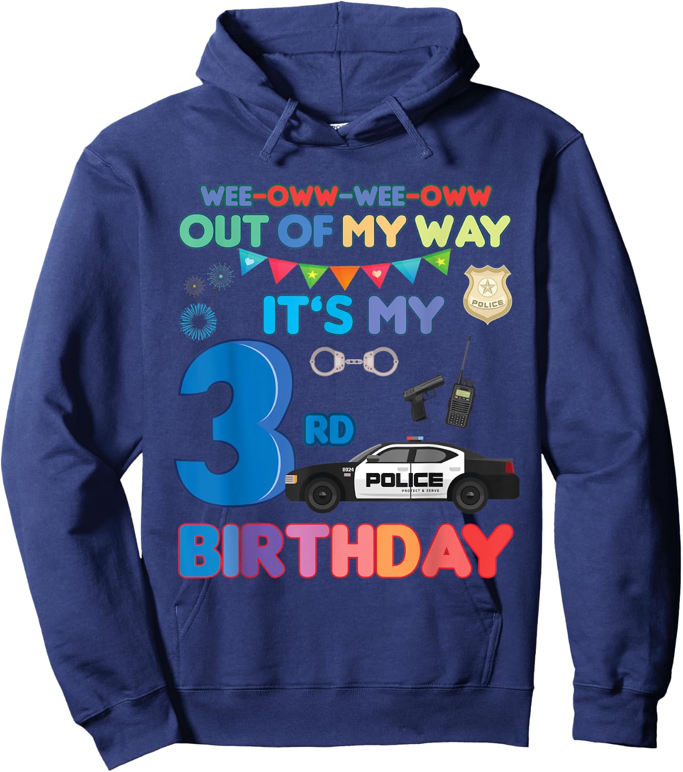 Out of my way it's my 3rd birthday Police kids boy Hoodie - Hoodie | Navy