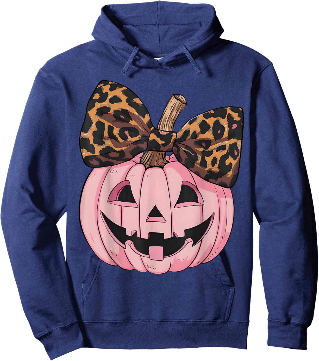 Coquette Bow Pink Pumpkin Funny Halloween Spooky Season Hoodie - Hoodie | Navy