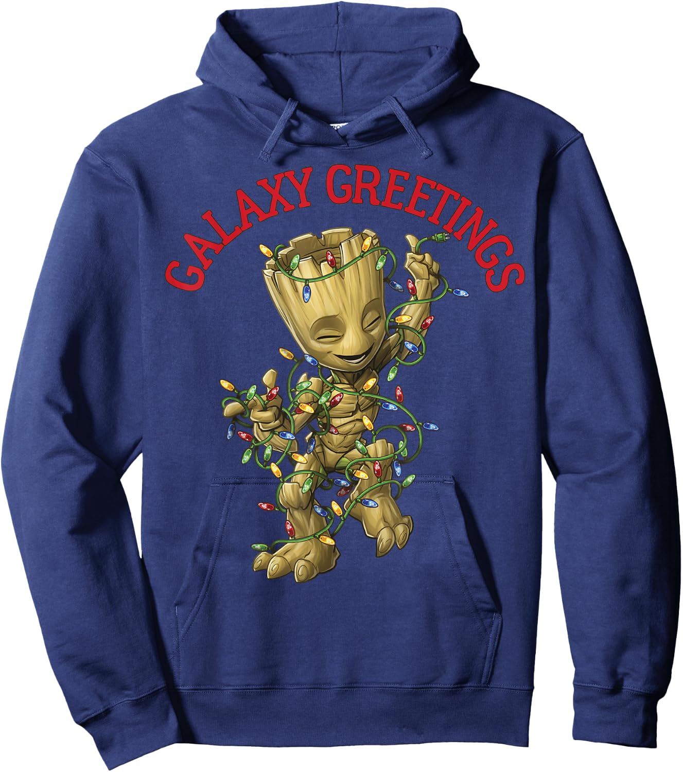 Marvel Christmas Groot Galaxy Greetings Short Sleeve Hoodie - Hoodie | Navy