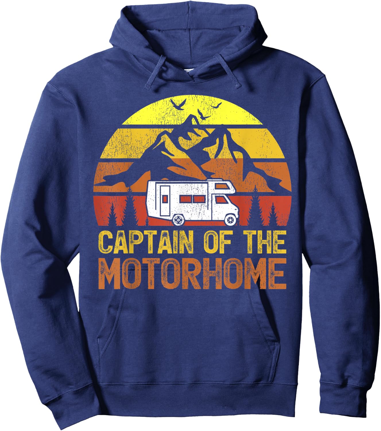 Retro Vintage RV Camping Captain Of The Motorhome Camper Hoodie - Hoodie | Navy