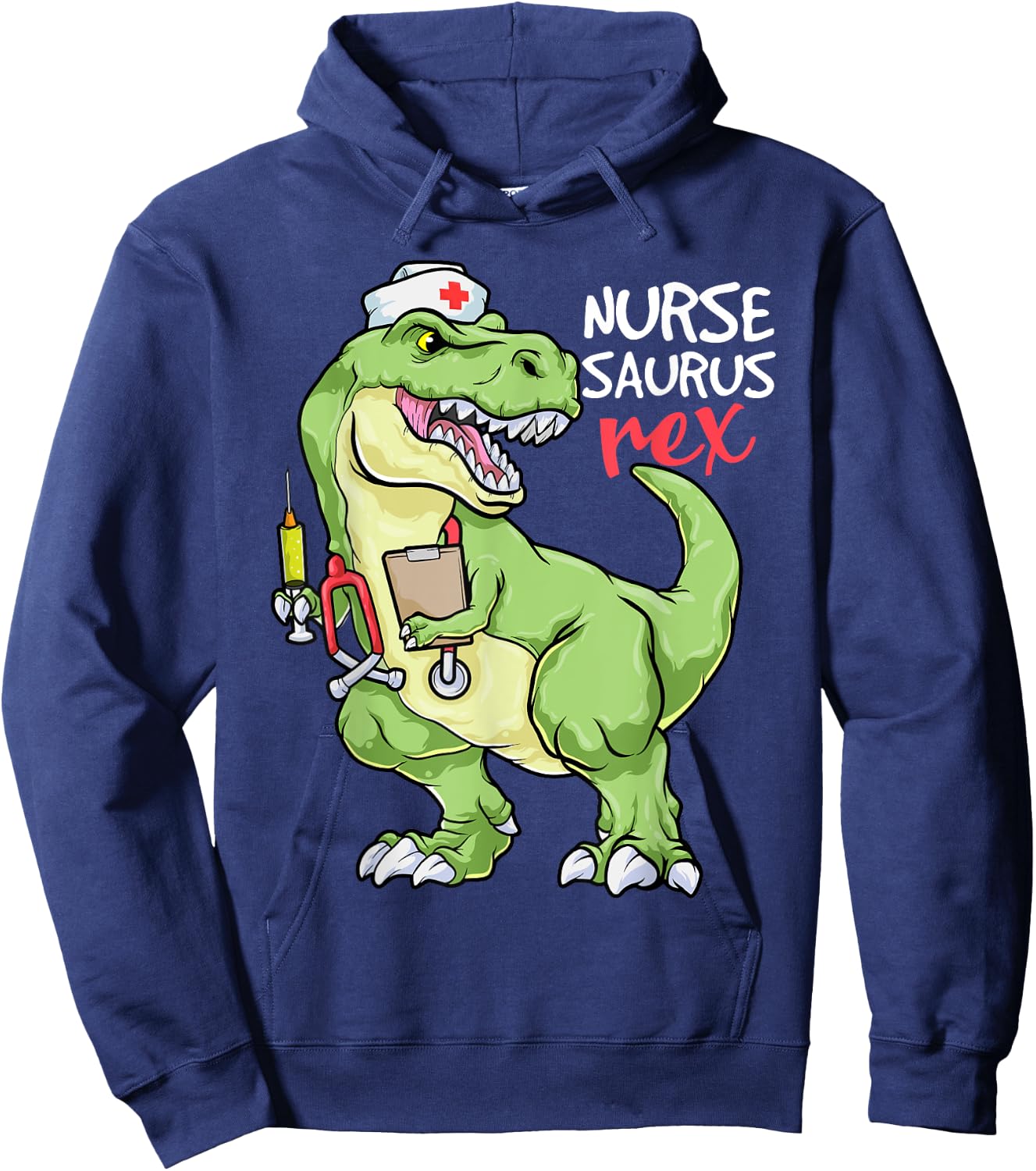 Nurse Dinosaur Shirt Nursesaurus T Rex Nursing Gift RN Nurse Hoodie - Hoodie | Navy