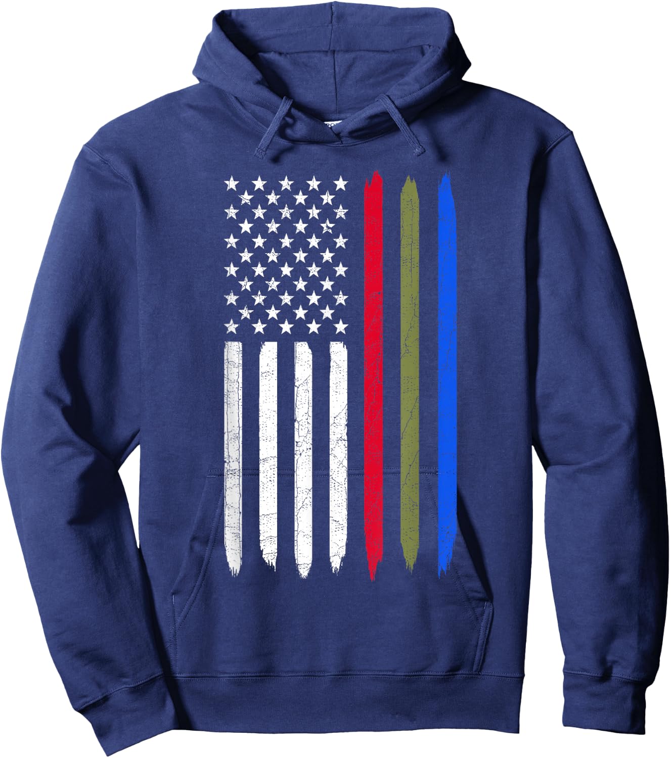 Thin Blue Red Green Line American Flag Police Military Fire Hoodie - Hoodie | Navy