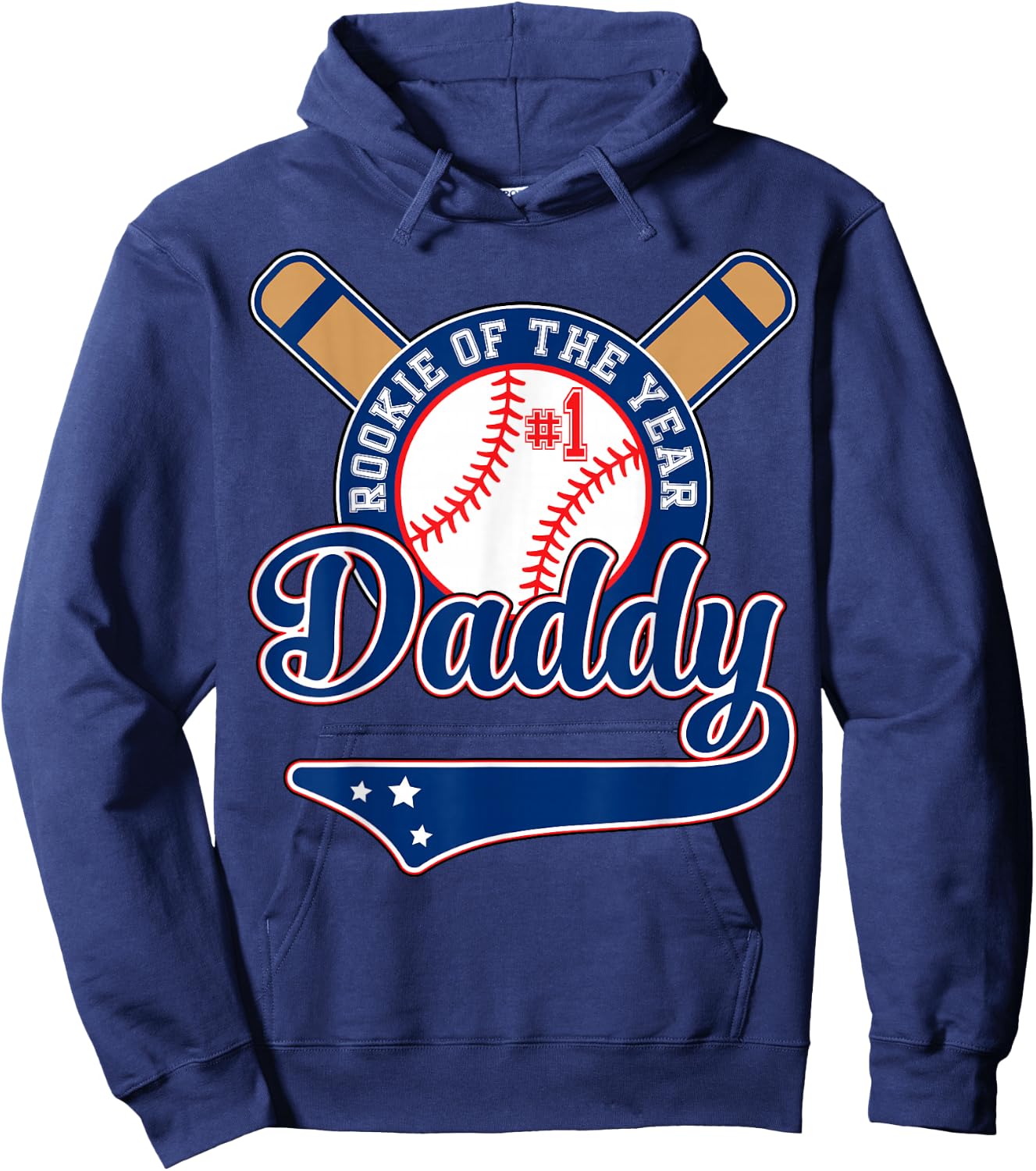 Daddy of Rookie 1st Birthday Baseball Theme Matching Party Hoodie - Hoodie | Navy