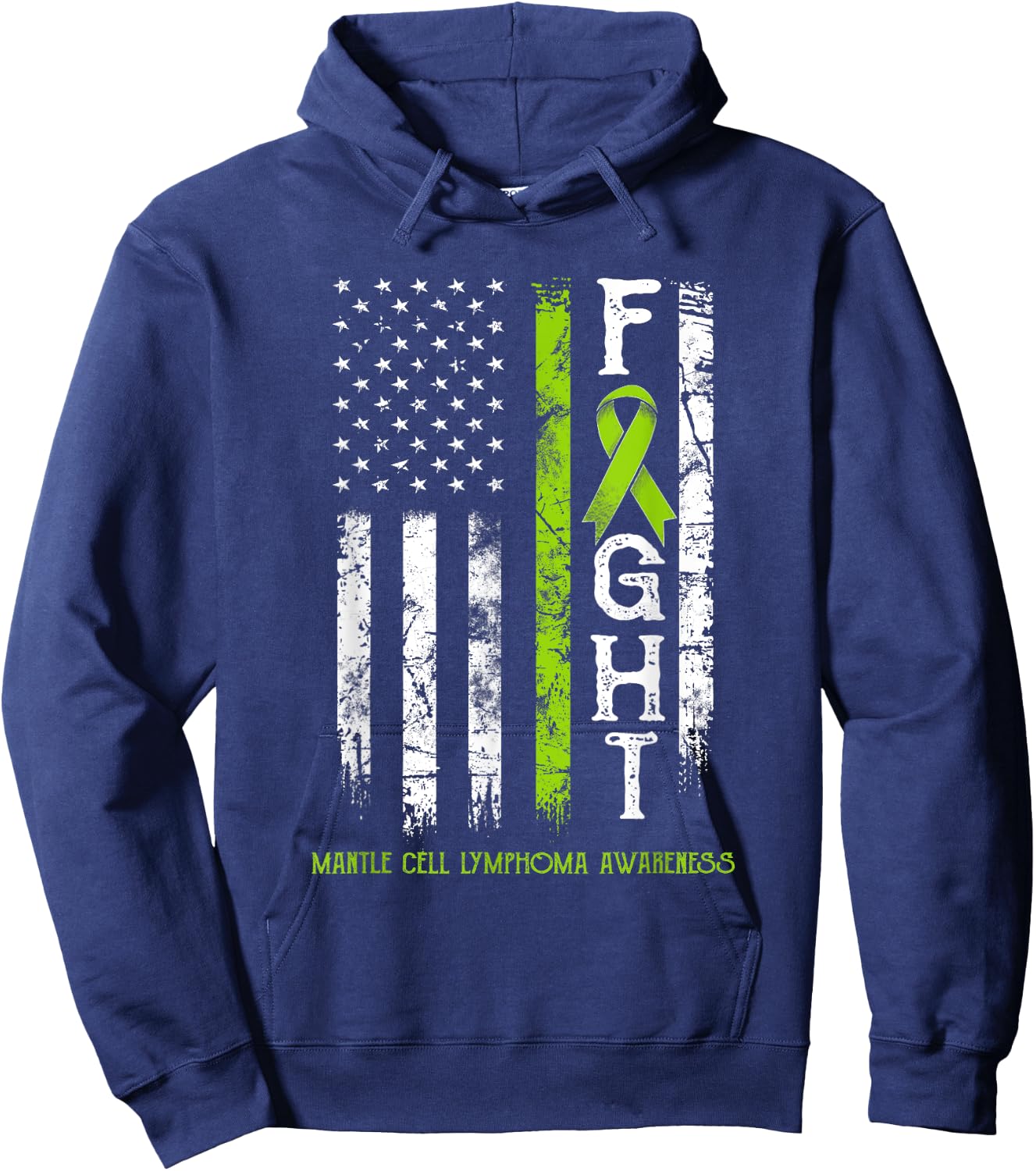 Mantle Cell Lymphoma Warrior US Flag Hoodie - Hoodie | Navy