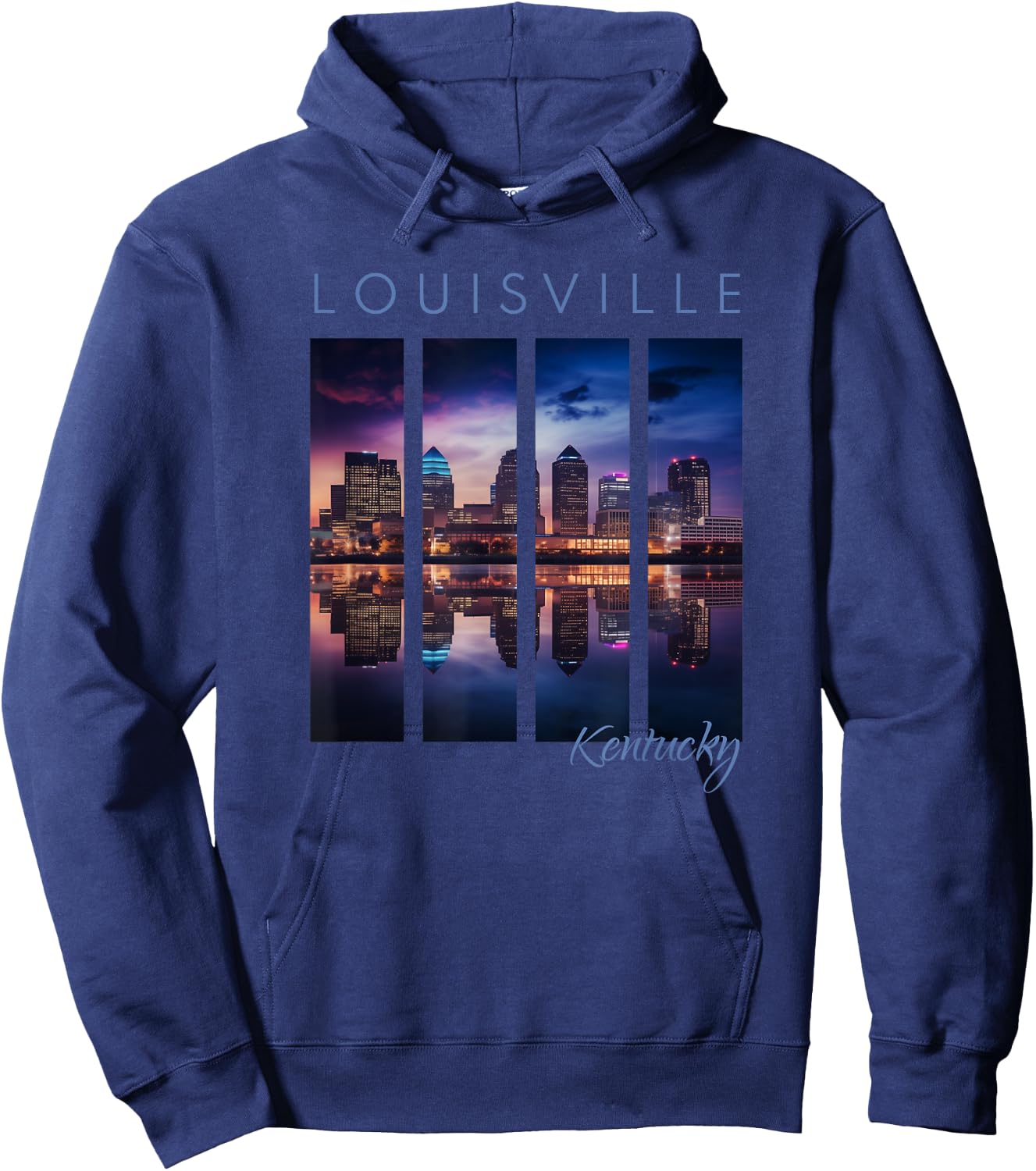 Louisville Kentucky Downtown Skyline Art Ky Bluegrass State Hoodie - Hoodie | Navy