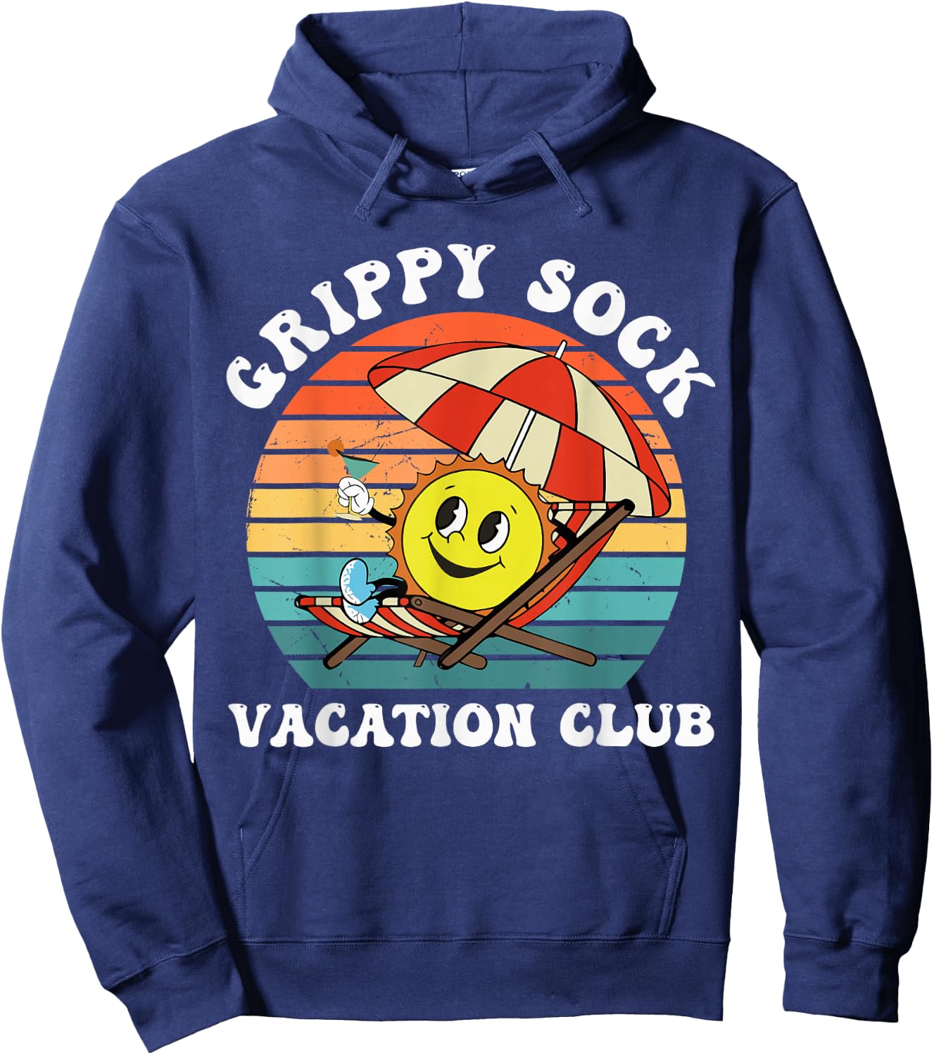 Grippy Sock Vacation Club Funny Hoodie - Hoodie | Navy