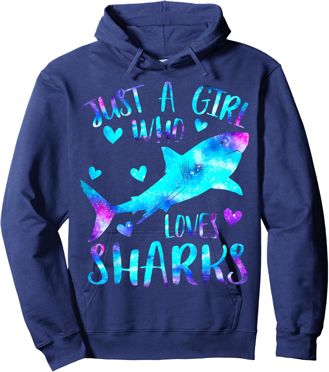 Just a Girl Who Loves Sharks Galaxy Shark Lover Theme Girls Hoodie - Hoodie | Navy