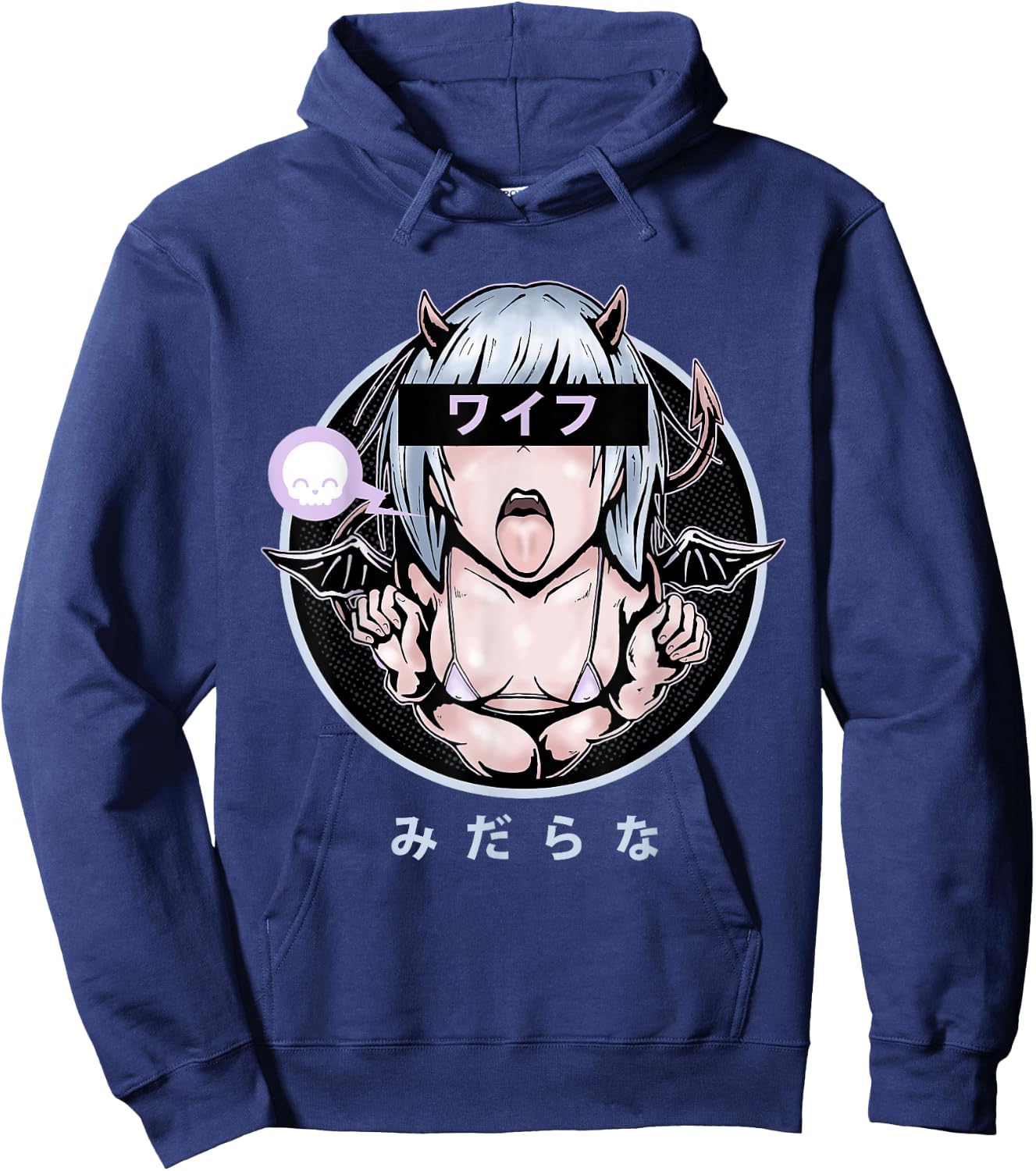 Lewd Anime Devil Girl Hoodie - Hoodie | Navy