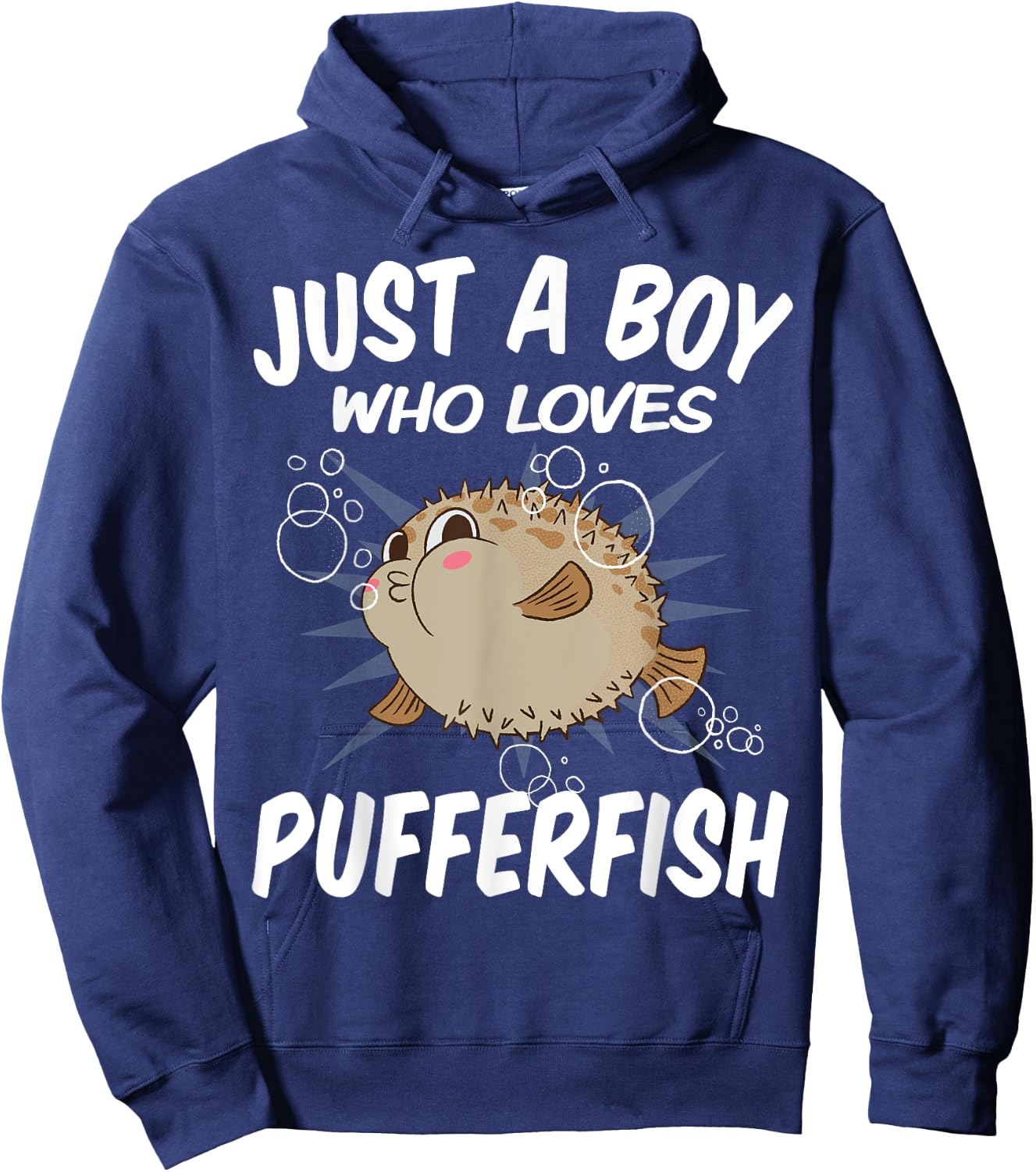 Just A Boy Who Loves Pufferfish – Funny Puffer Fish Hoodie - Hoodie | Navy