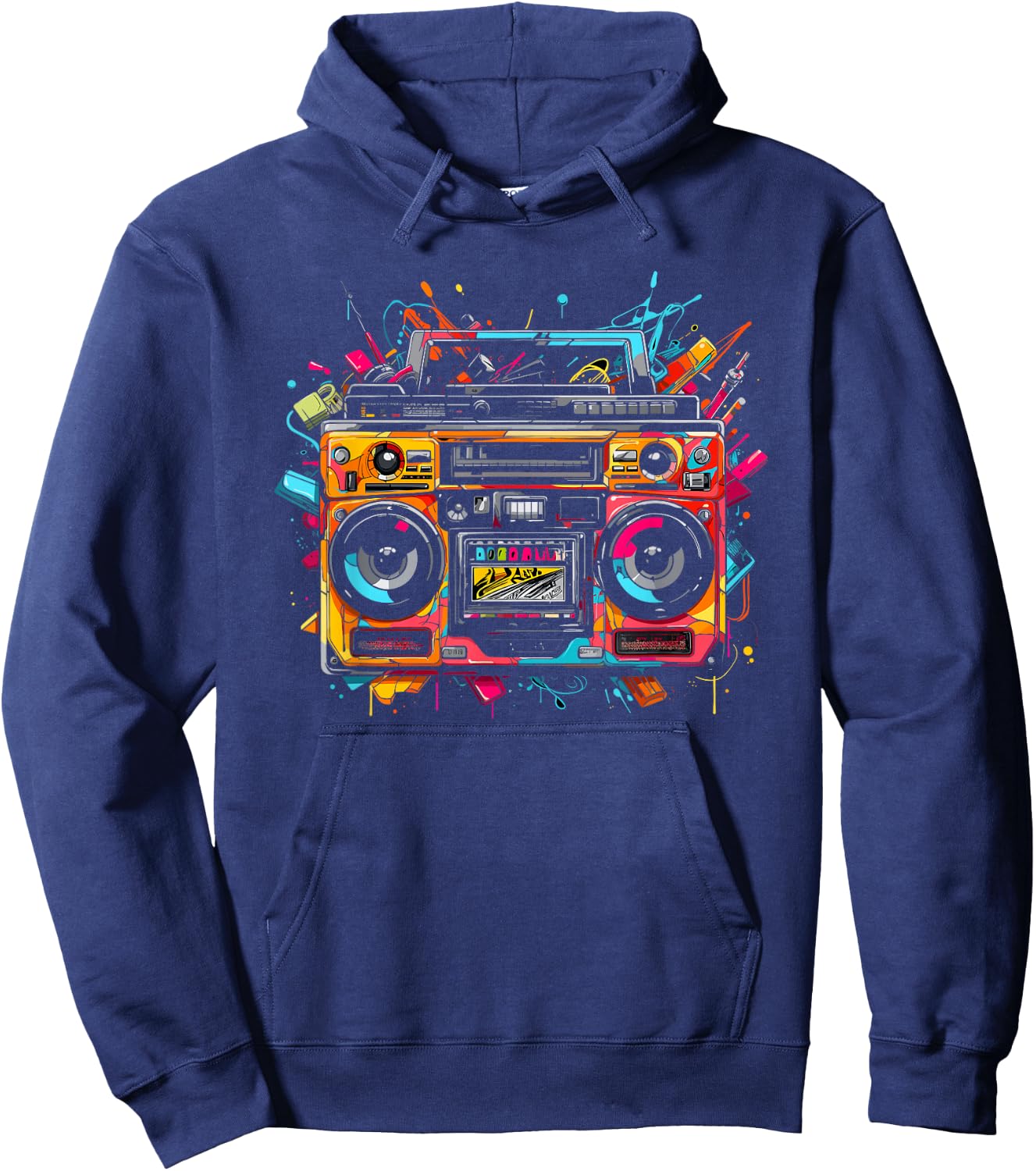 Ghetto Blaster Hip Hop 80's 90's Street Gangster Rap Lover Hoodie - Hoodie | Navy