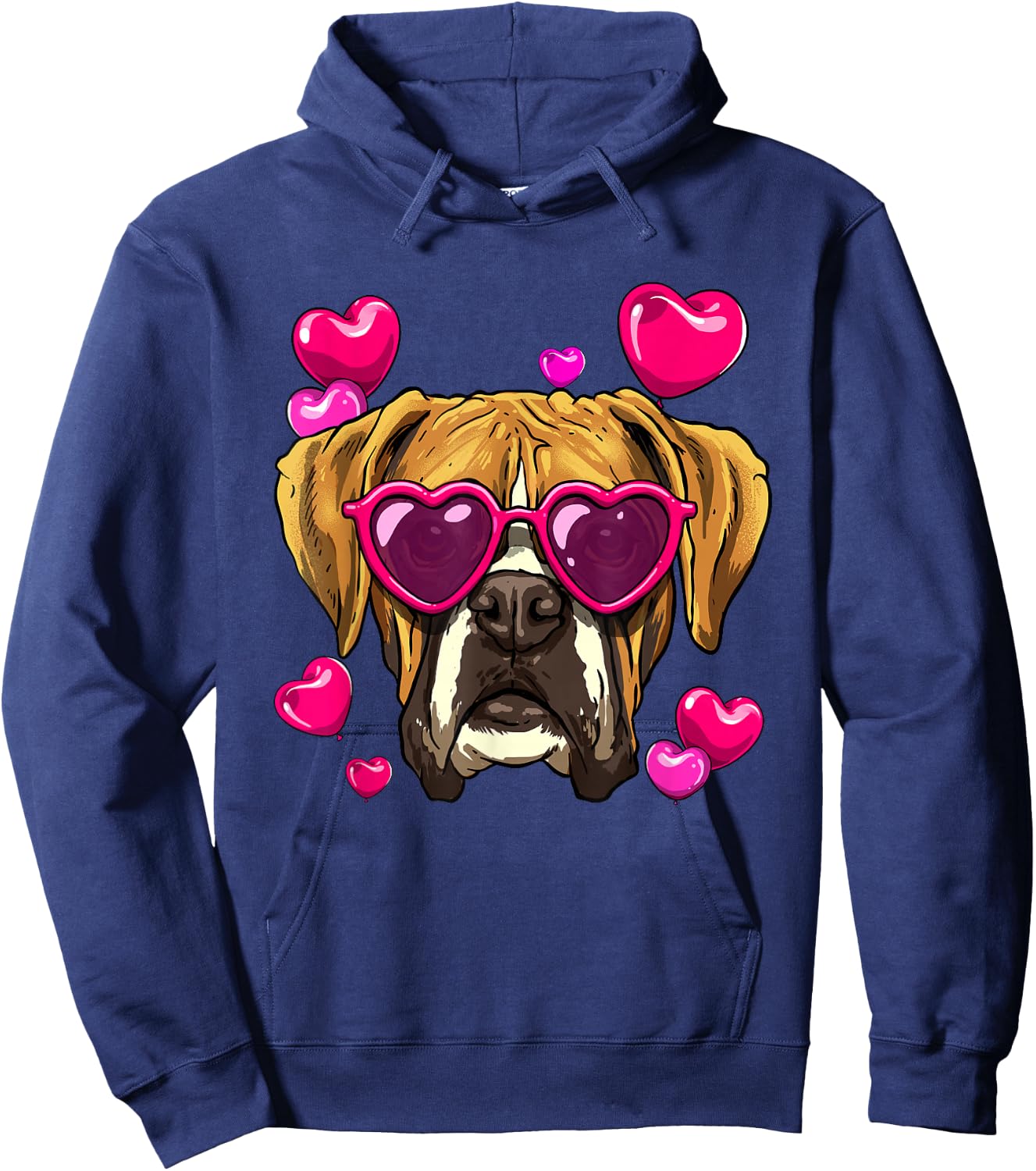 Valentine's Day Boxer Shirt Boxer Dog Face Heart Boxer Lover Hoodie - Hoodie | Navy