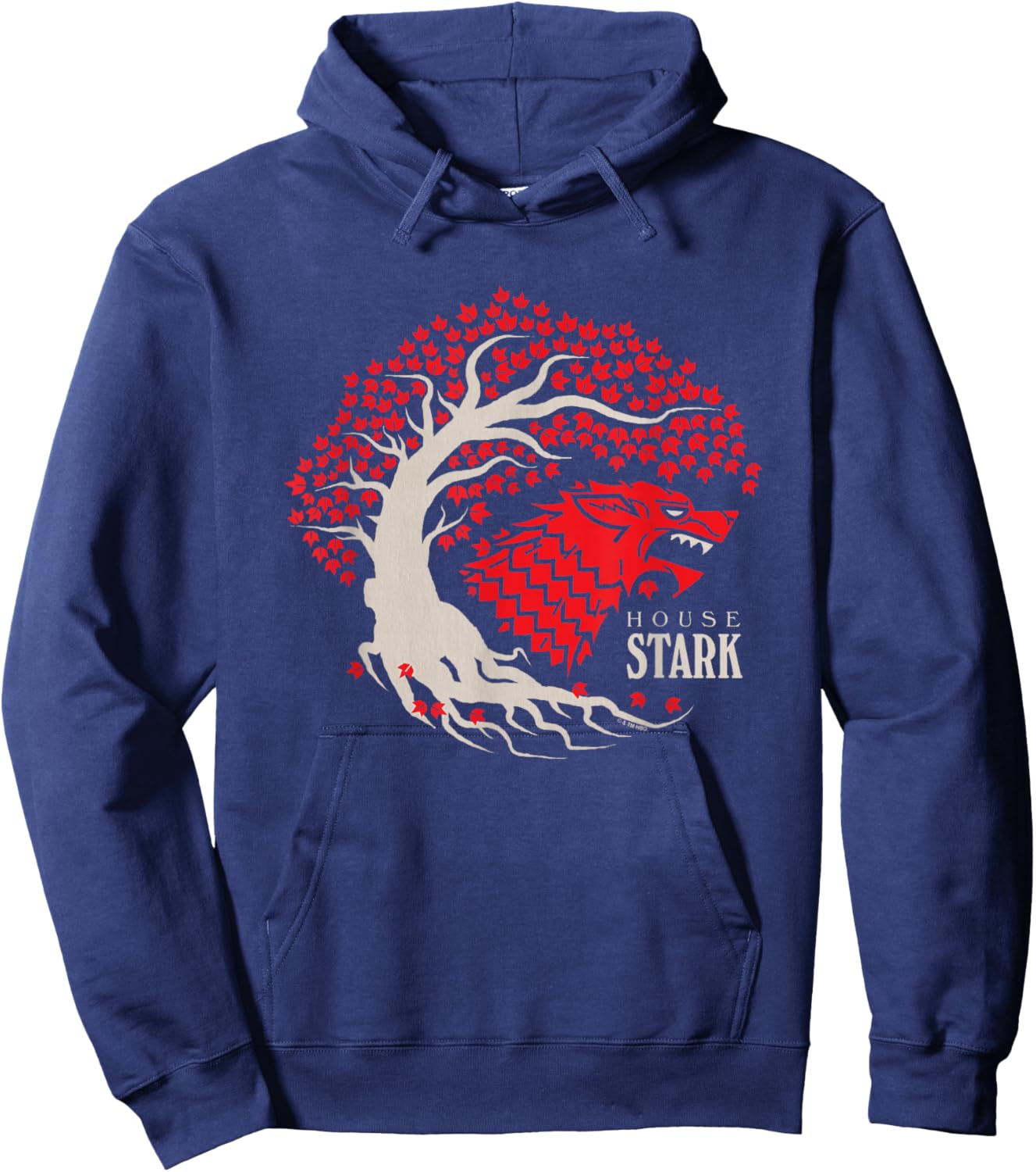 Game Of Thrones Iconic House Stark Epic Wolf Big Chest Logo Hoodie - Hoodie | Navy