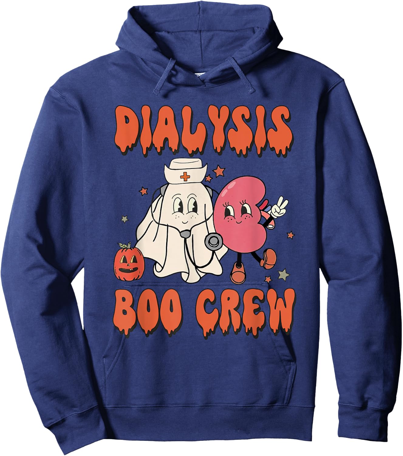 Retro Dialysis Boo Crew Dialysis Nurse Halloween Costume Hoodie - Hoodie | Navy