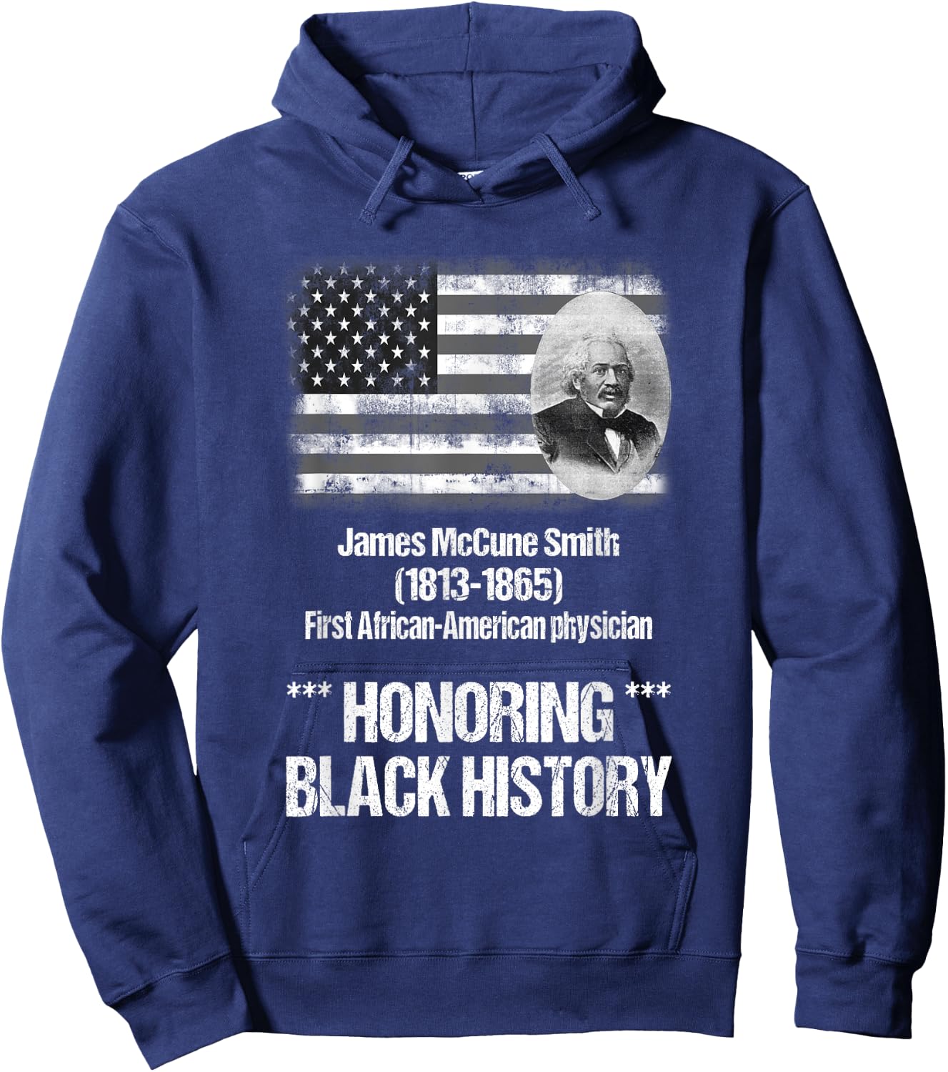First African American Doctor James McCune Smith Hoodie - Hoodie | Navy