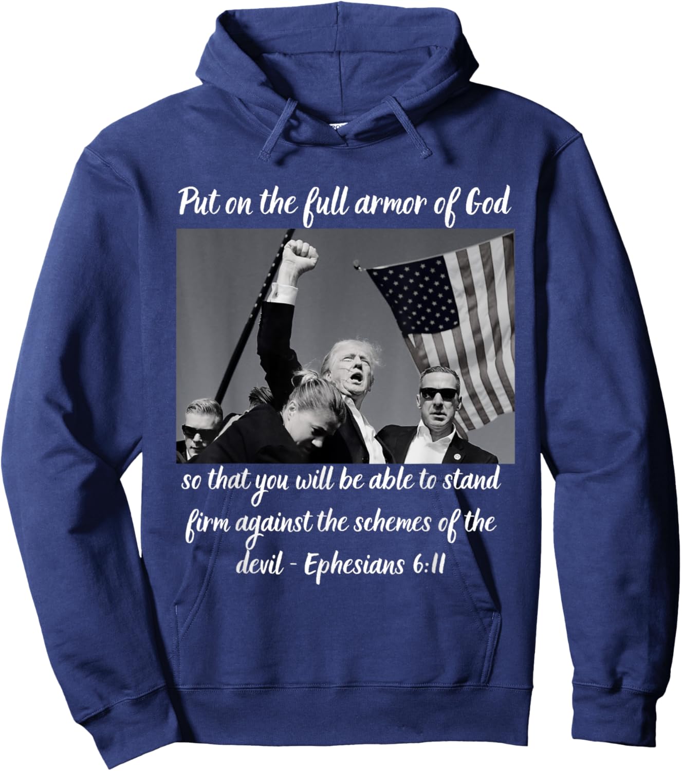 Donald Trump Fist Pump Flag 7 13 Hoodie - Hoodie | Navy