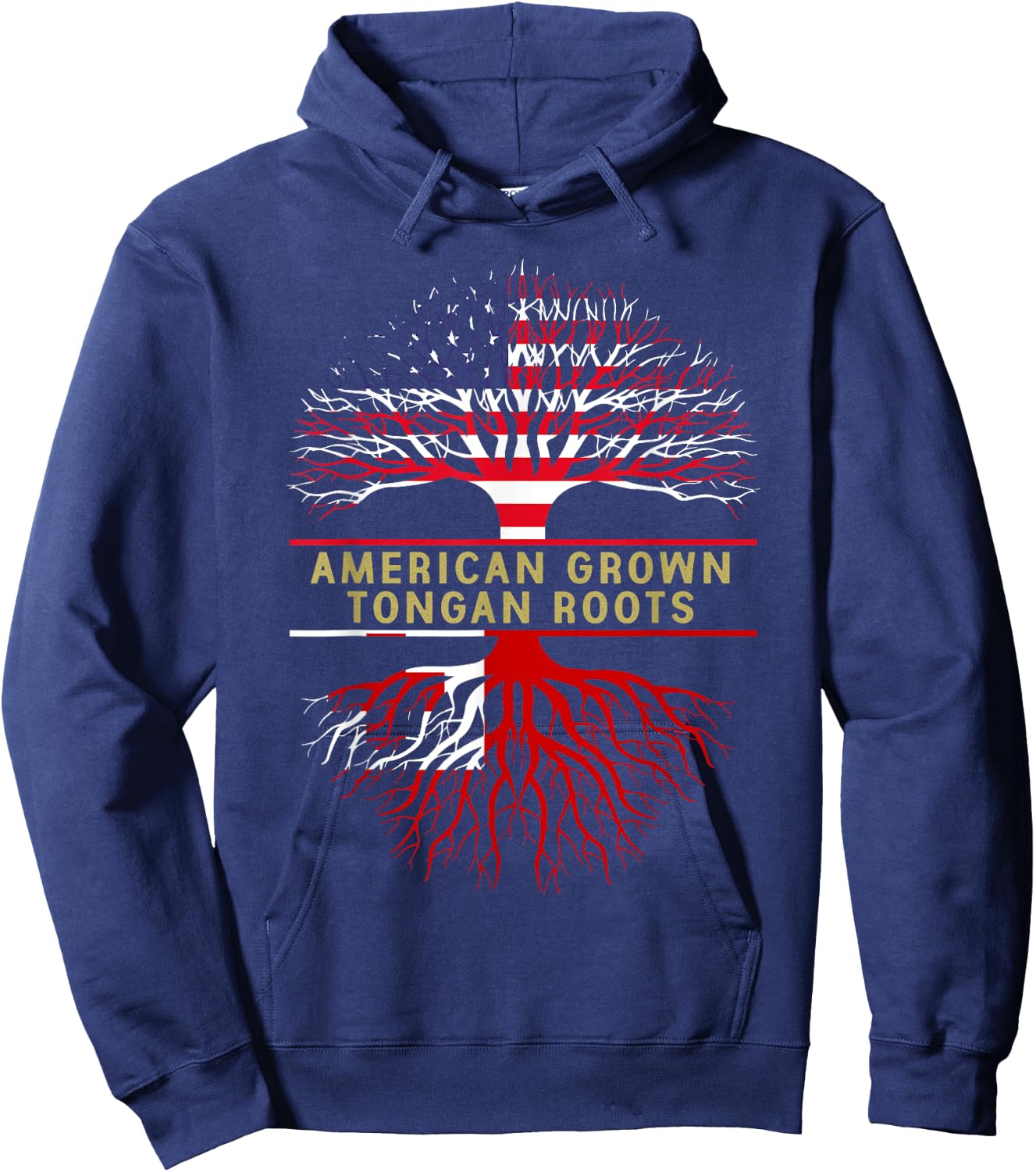 American Grown Tongan Roots America Tonga Tree Flag Hoodie - Hoodie | Navy