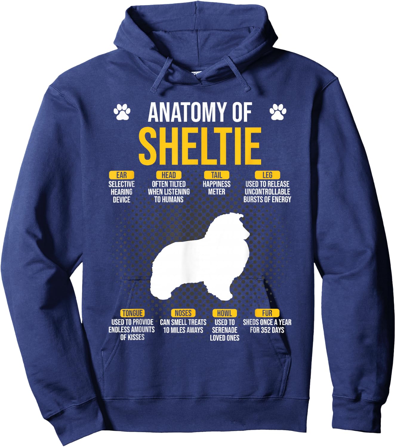 Anatomy Of Sheltie Dog Lover Hoodie - Hoodie | Navy