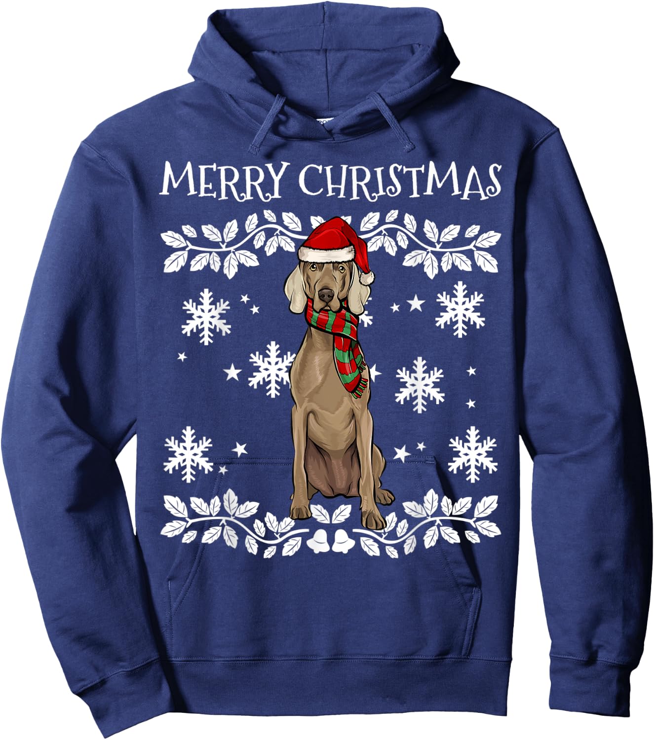 Merry Christmas Ornament Weimaraner Xmas Santa Hoodie - Hoodie | Navy