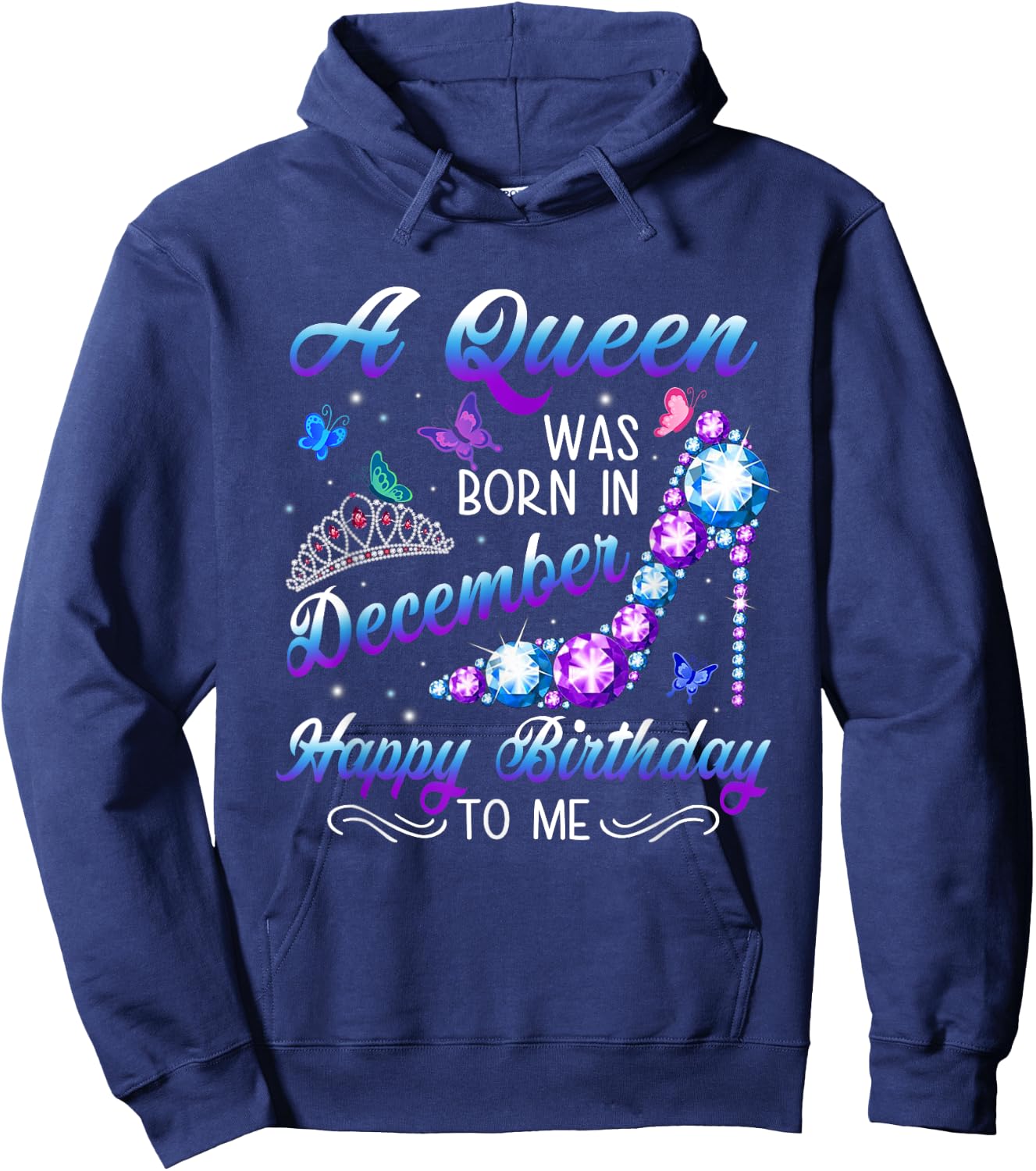A queen was born in December Birthday Quote December Women Hoodie - Hoodie | Navy