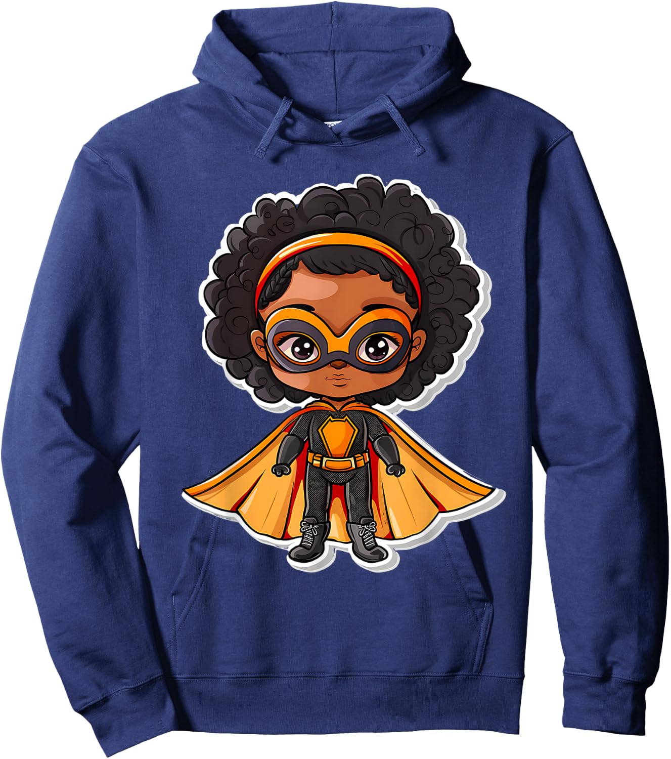 Afro Girl Birthday African American Comic Superhero 2024 Hoodie - Hoodie | Navy