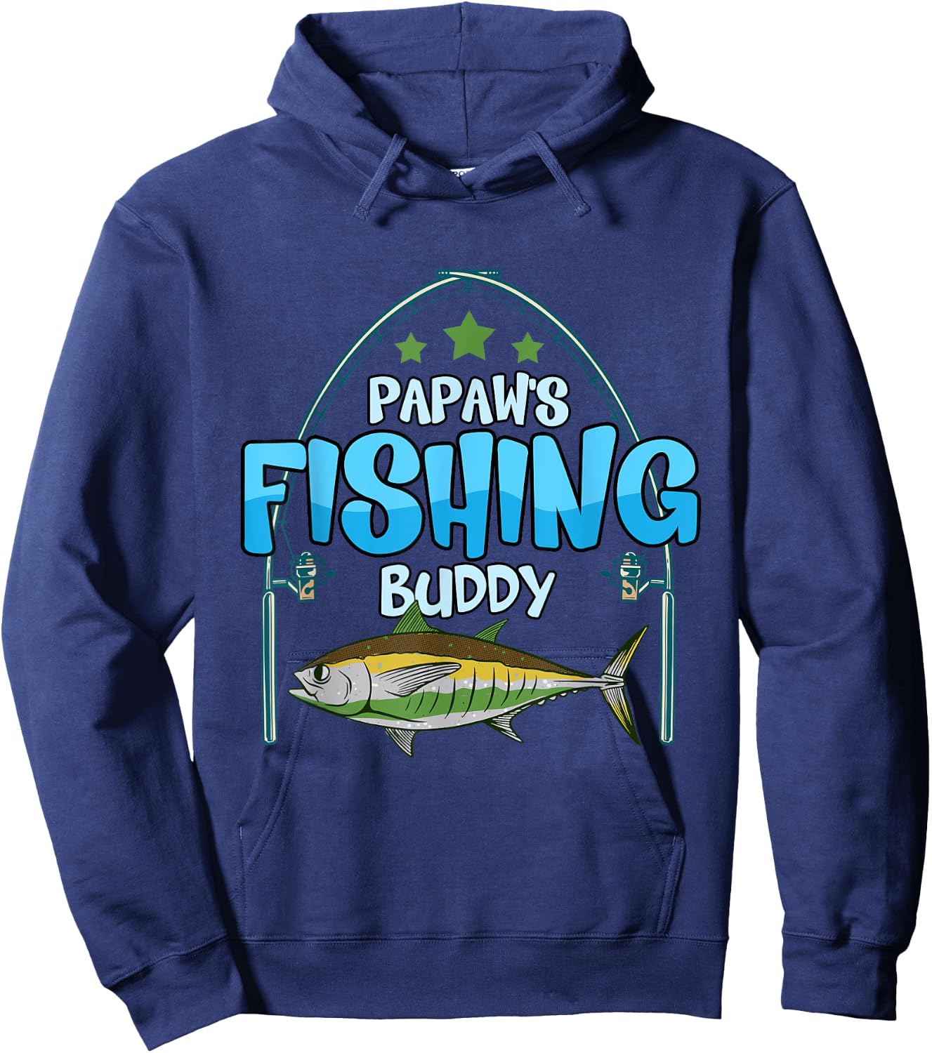 Fishing Papaw's Fishing Buddy Fish Fisherman Boys Hoodie - Hoodie | Navy