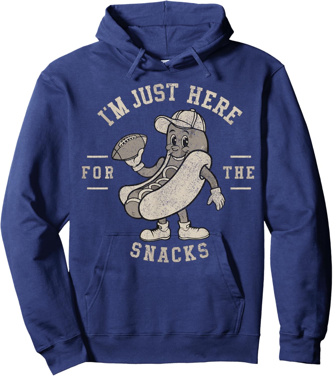 Funny I'm Just Here for The Snacks Hotdog Football Hoodie - Hoodie | Navy