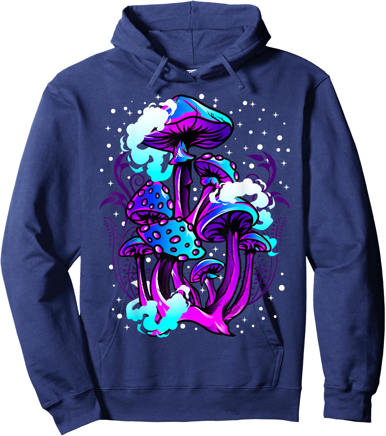 Cool Psychedelic Magic Shrooms Morel Portobello Mushrooms Hoodie - Hoodie | Navy