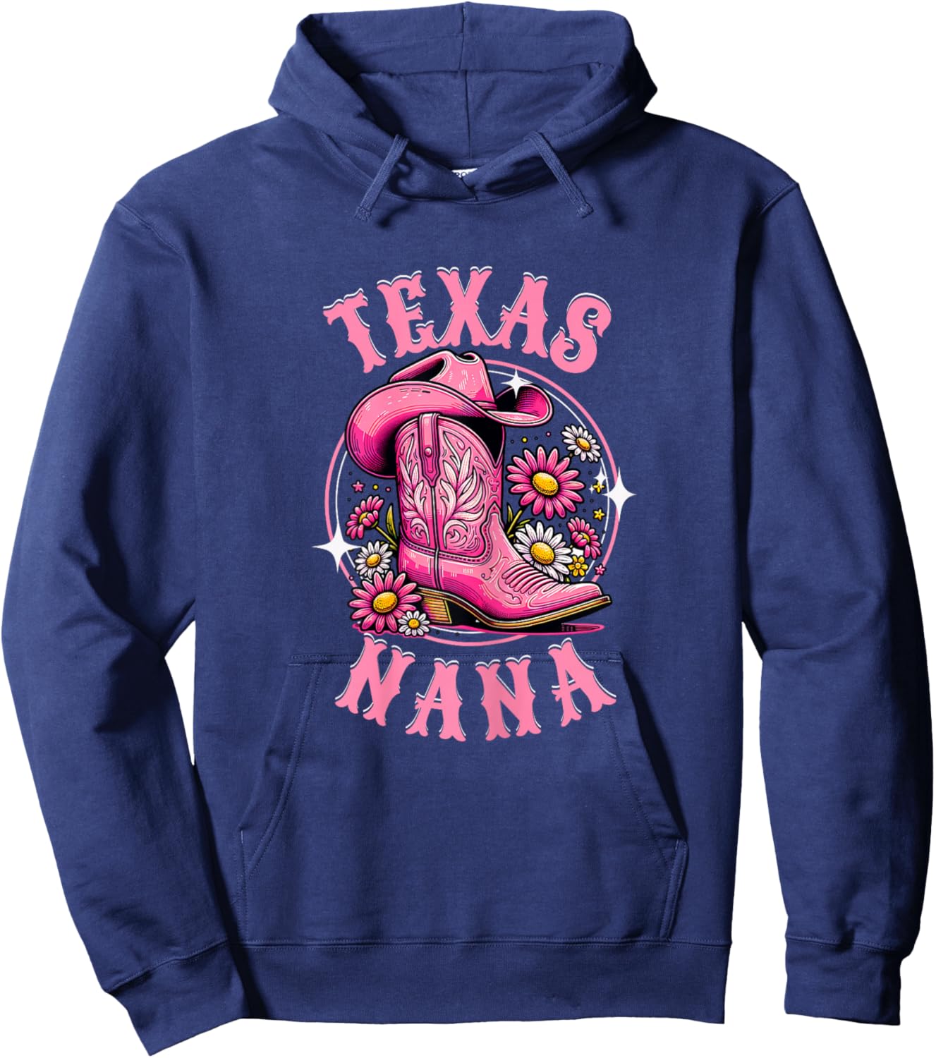 Rodeo Country Western Cowgirl Pink Cowboy Boots Texas Nana Hoodie - Hoodie | Navy