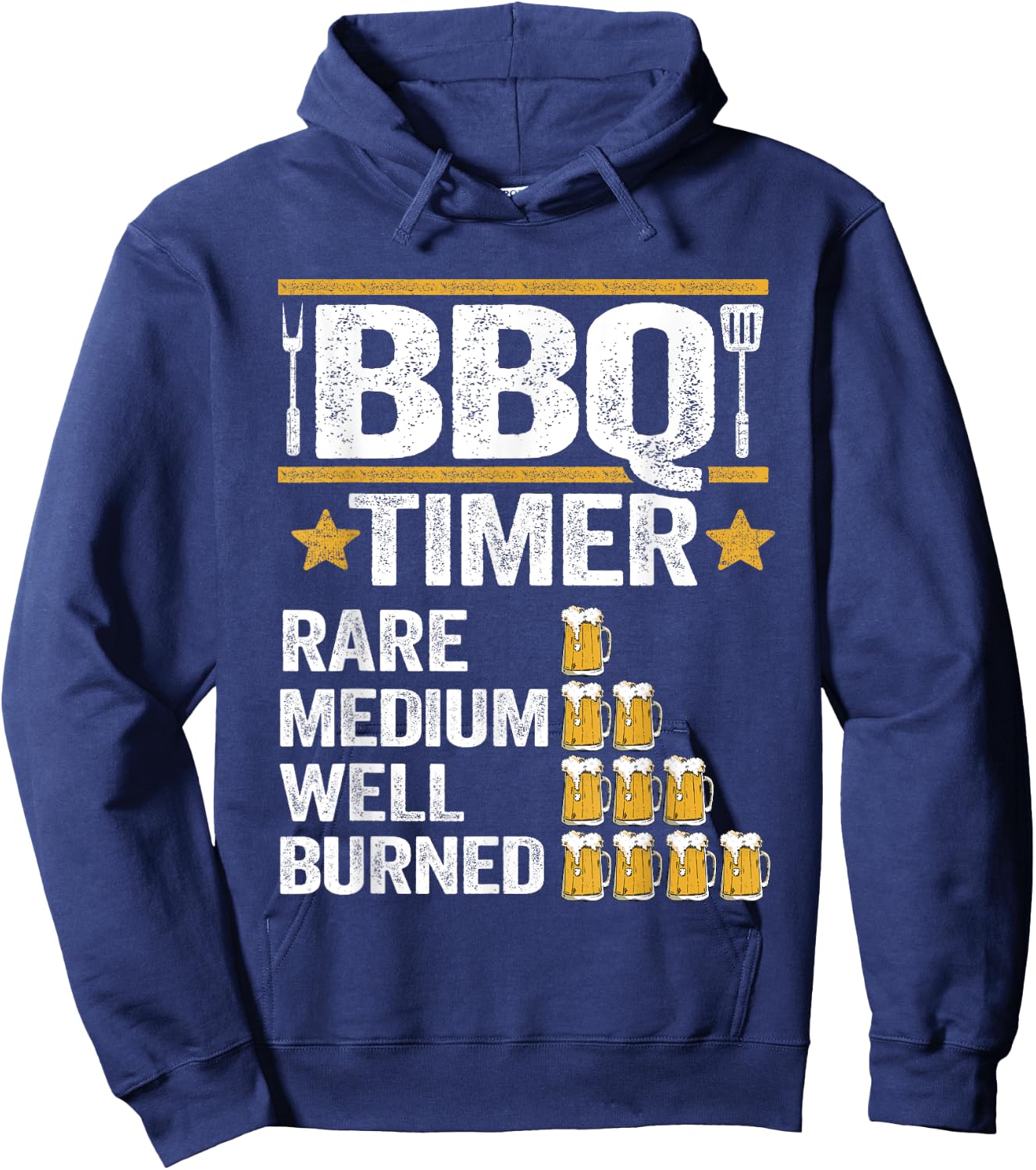 BBQ Timer Grilling Barbecue Smoking Meat Funny Pig Pork Rub Hoodie - Hoodie | Navy