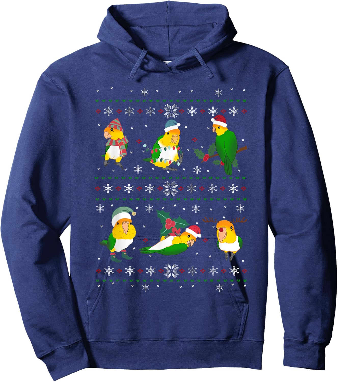 Ugly Christmas Caique Parrot Owner Holidays Birb memes Hoodie - Hoodie | Navy