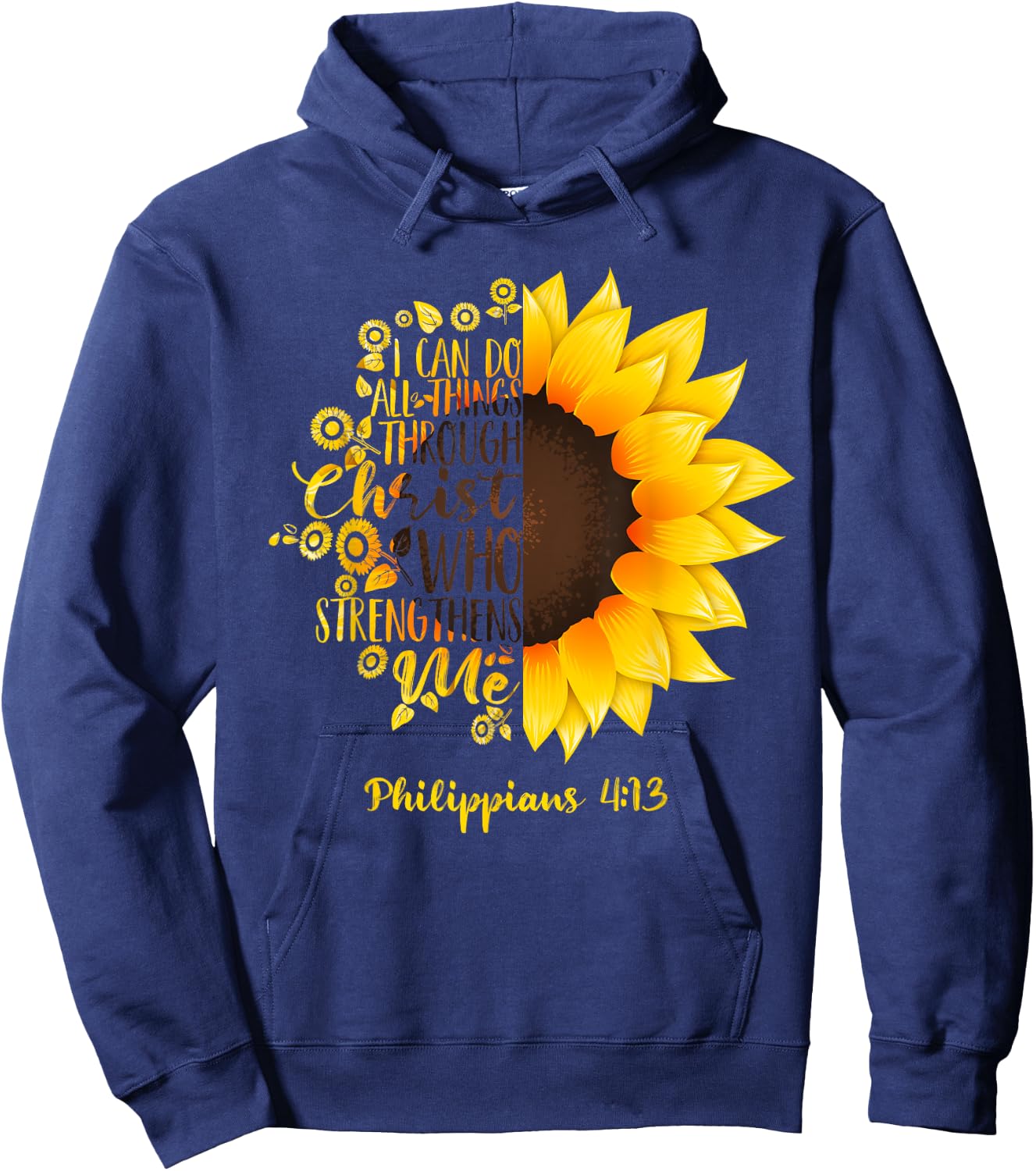 Cute Christian Sunflower Gift | Best Religious Women Moms Hoodie - Hoodie | Navy