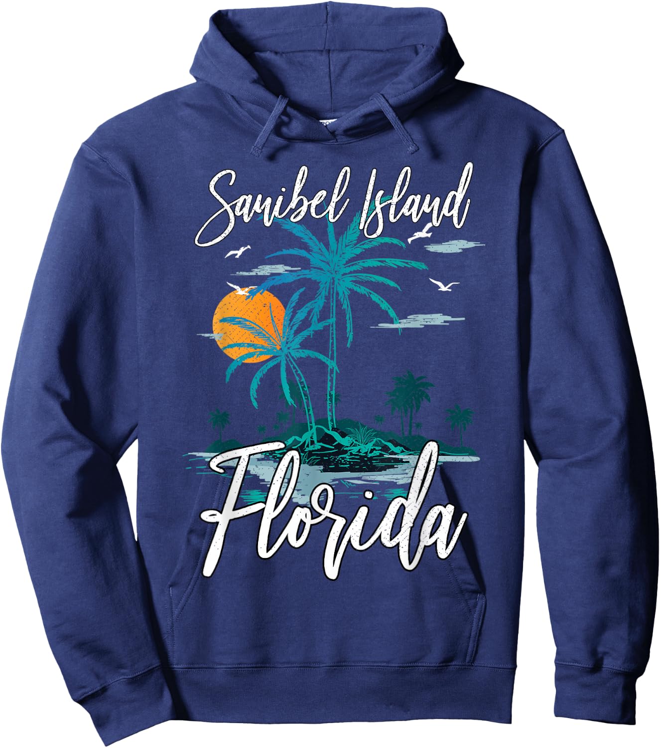 Family Vacation Retro Sunset Florida Sanibel Island Hoodie - Hoodie | Navy