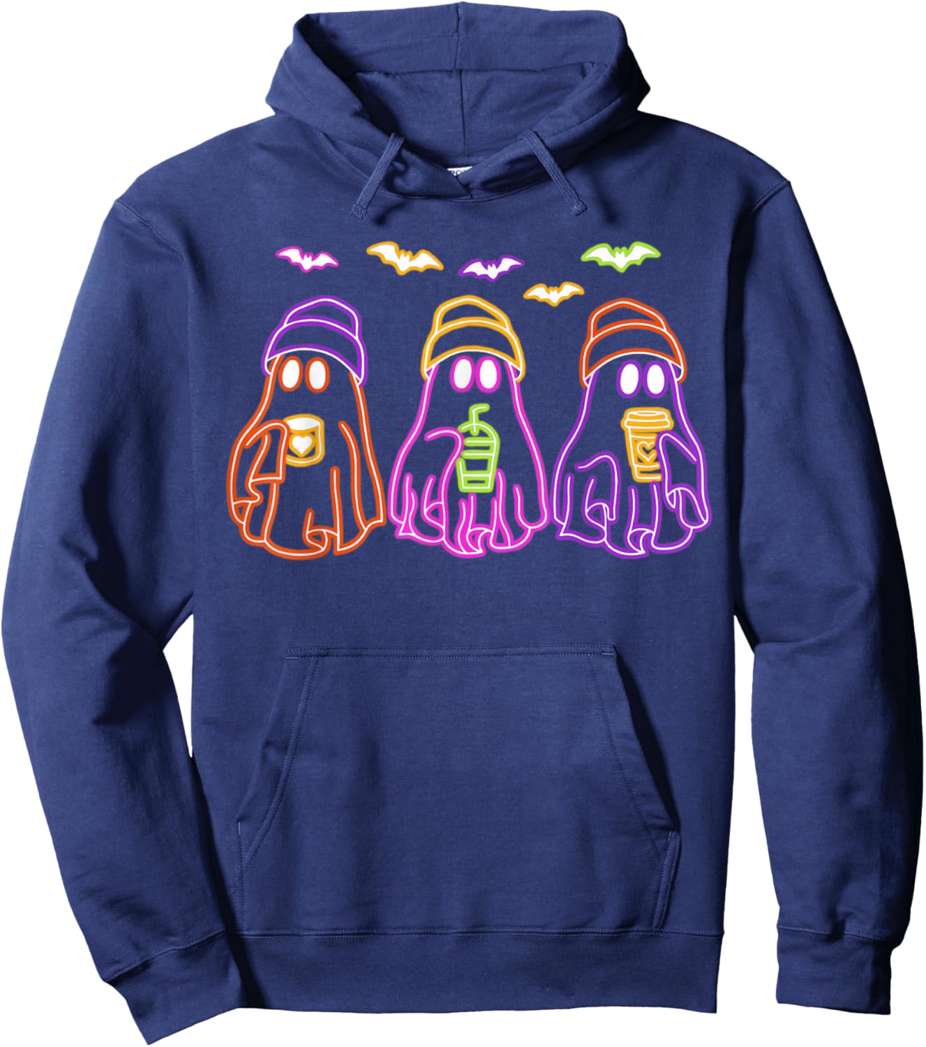 Ghost Drinking Coffee Funny Halloween Costume Coffee Lover Hoodie - Hoodie | Navy
