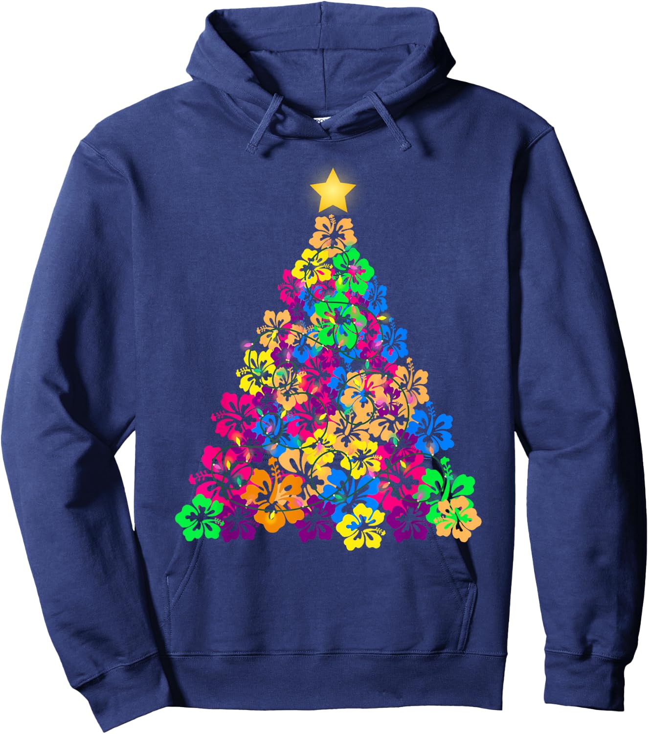 Hawaiian Christmas Hibiscus Flower Tree Hawaii Tropical xmas Hoodie - Hoodie | Navy