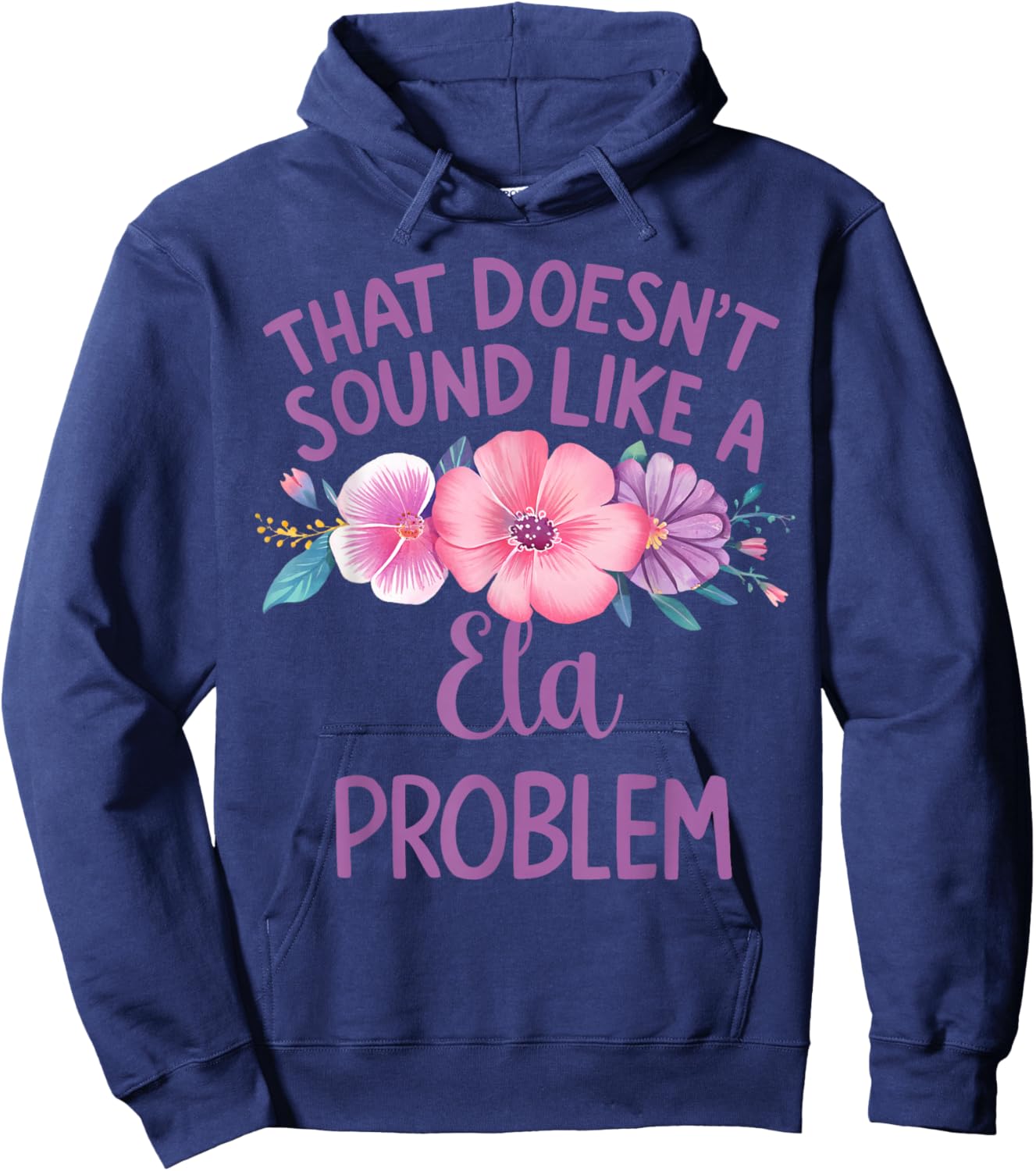 Ela Personalized Cute Flower Girls Ela Name Hoodie - Hoodie | Navy